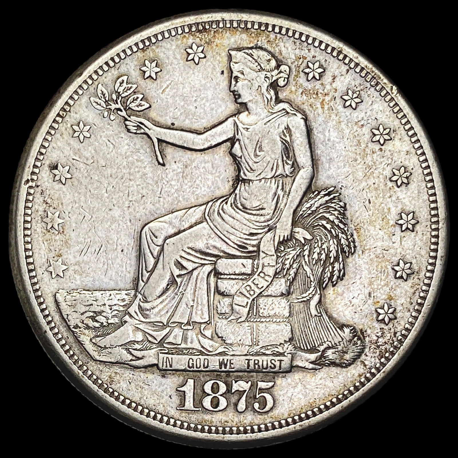 1875-S Silver Trade Dollar NEARLY UNCIRCULATED (1 of 2)