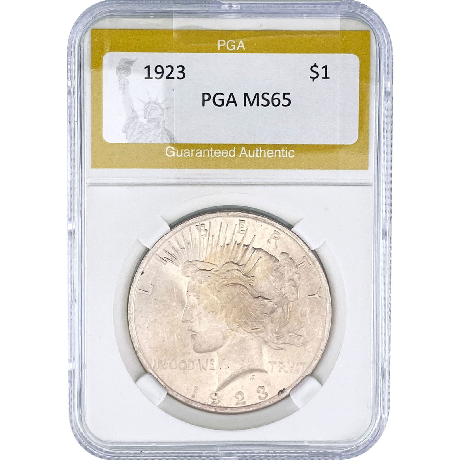1923 Silver Peace Dollar PGA MS65: 1923 Silver Peace Dollar PGA MS65