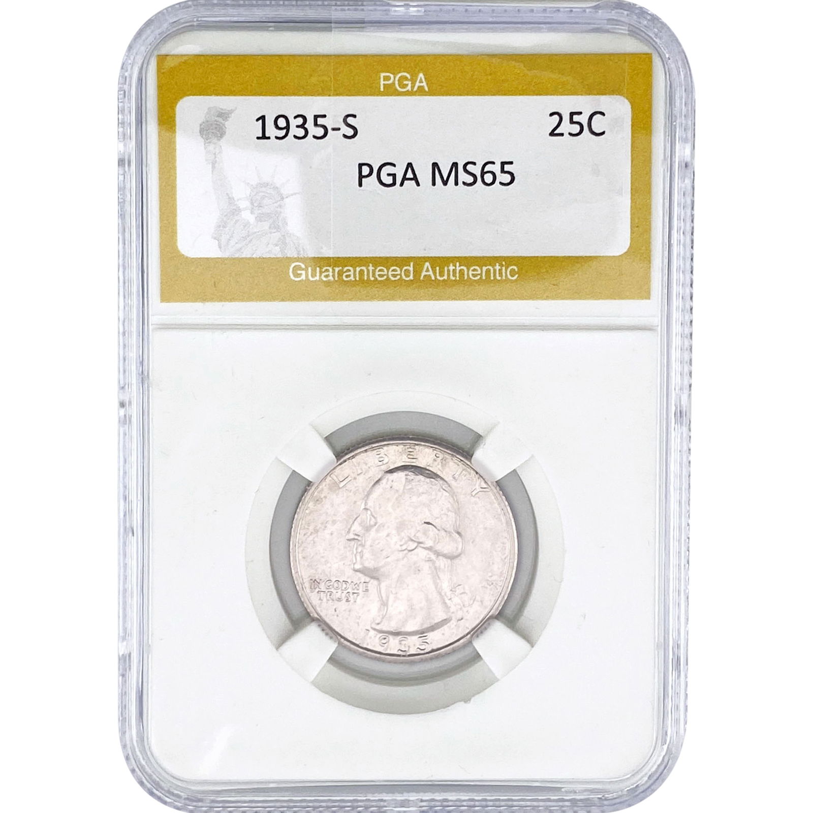 1935-S Washington Silver Quarter PGA MS65: 1935-S Washington Silver Quarter PGA MS65