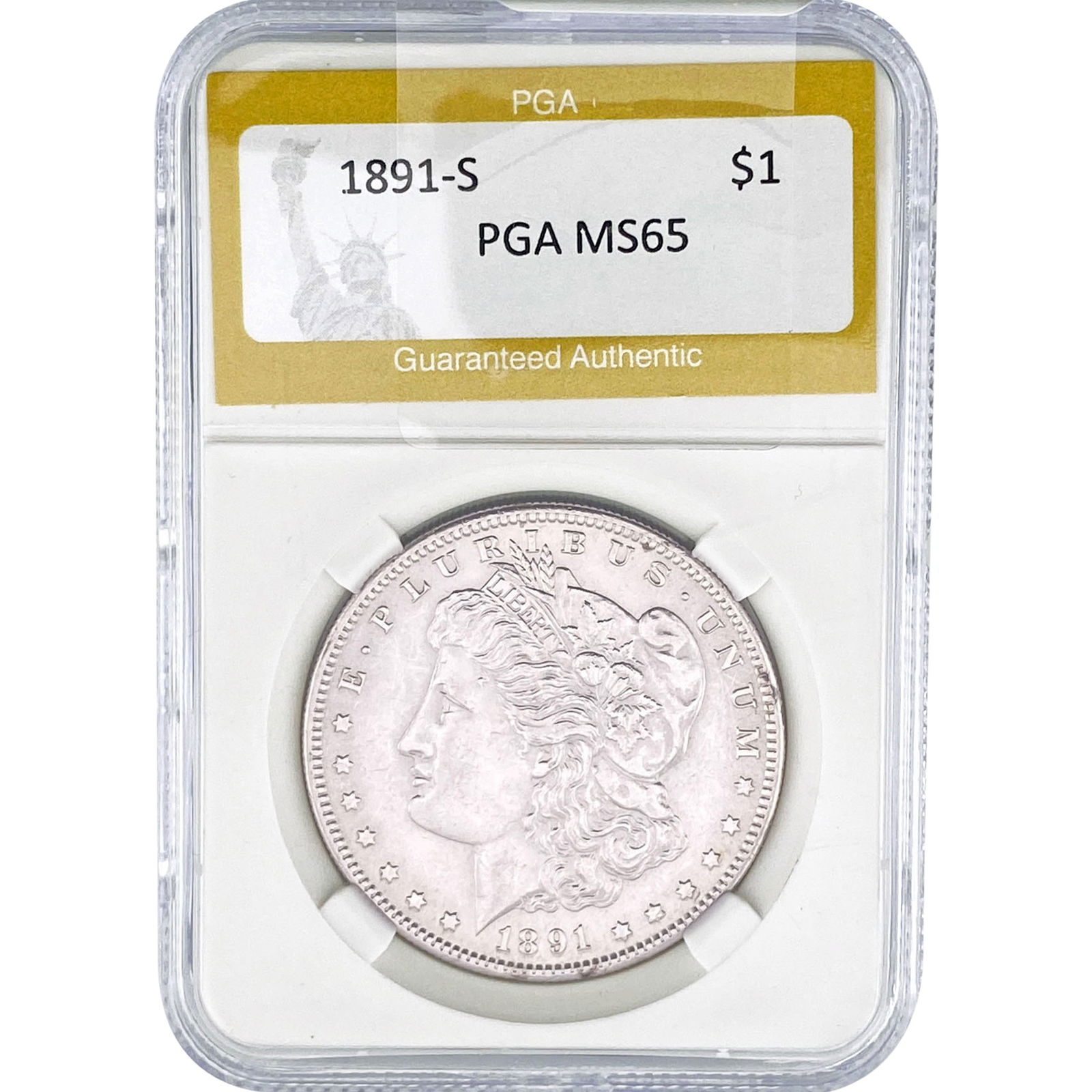 1891-S Morgan Silver Dollar PGA MS65: 1891-S Morgan Silver Dollar PGA MS65