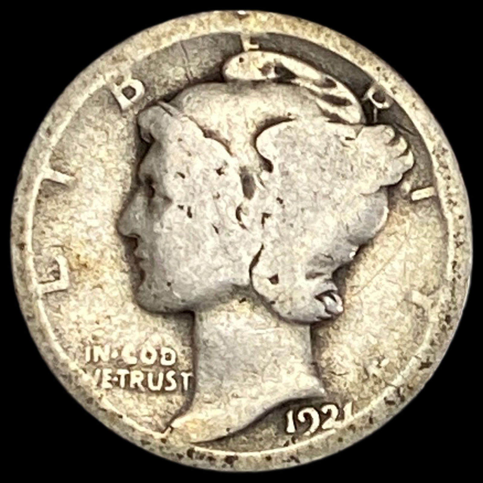 1921 Silver Mercury Dime NICELY CIRCULATED (1 of 2)
