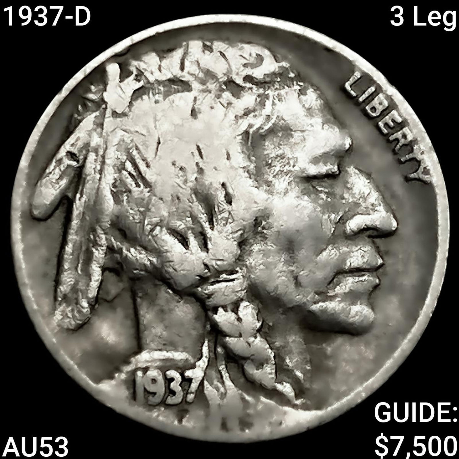 1937-D 3 Leg Buffalo Nickel (1 of 2)