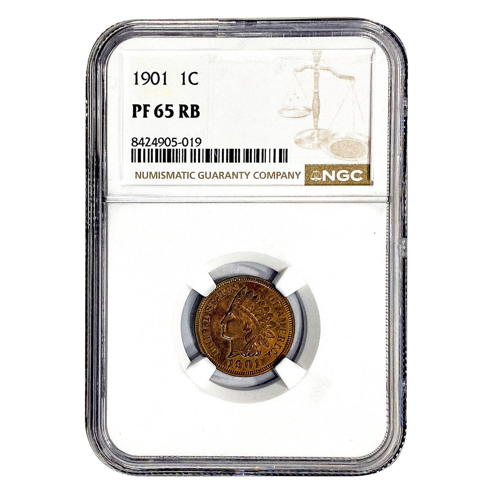 1901 Indian Head Cent NGC PF65 RB (1 of 2)