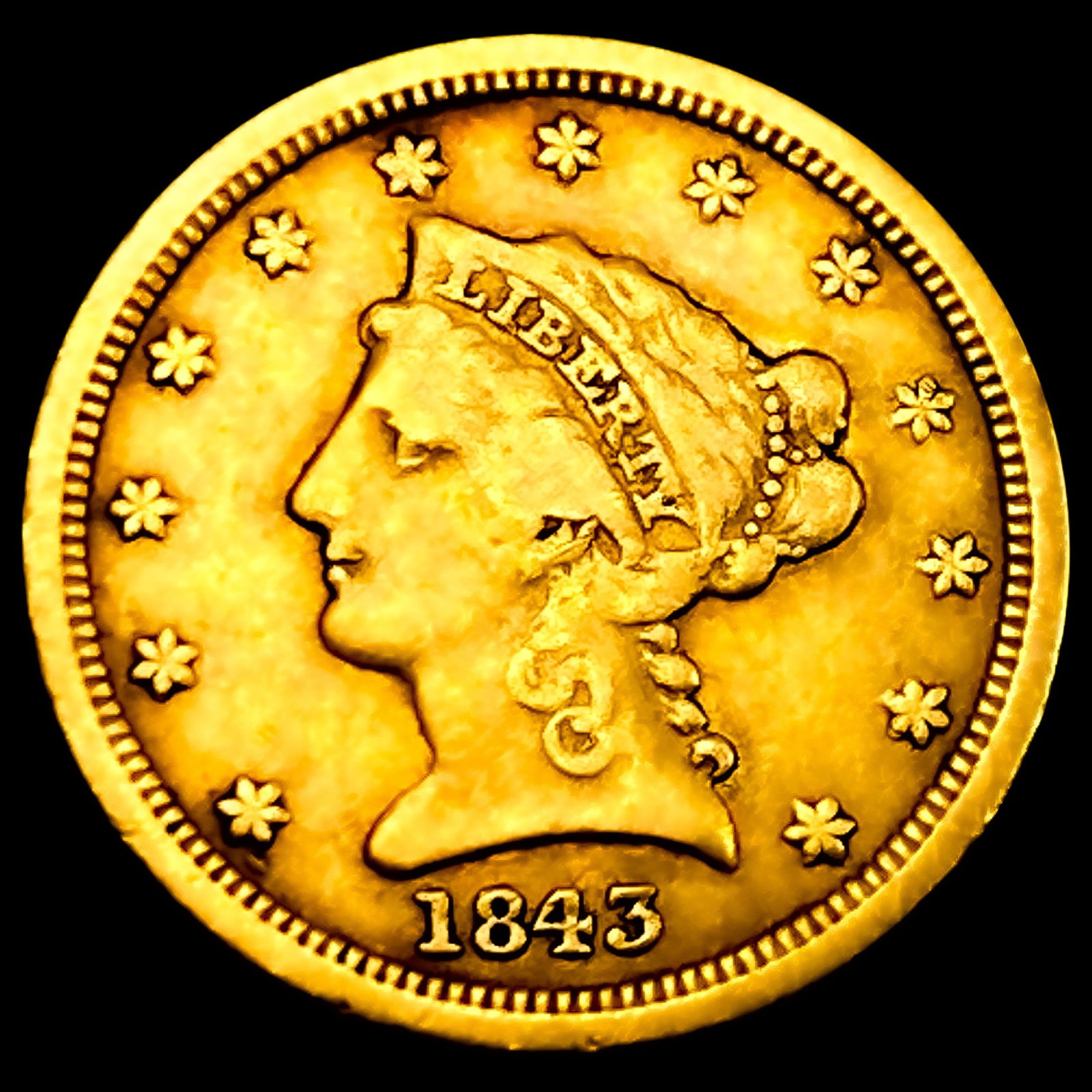 1843-D Sm D $2.50 Gold Quarter Eagle (1 of 2)