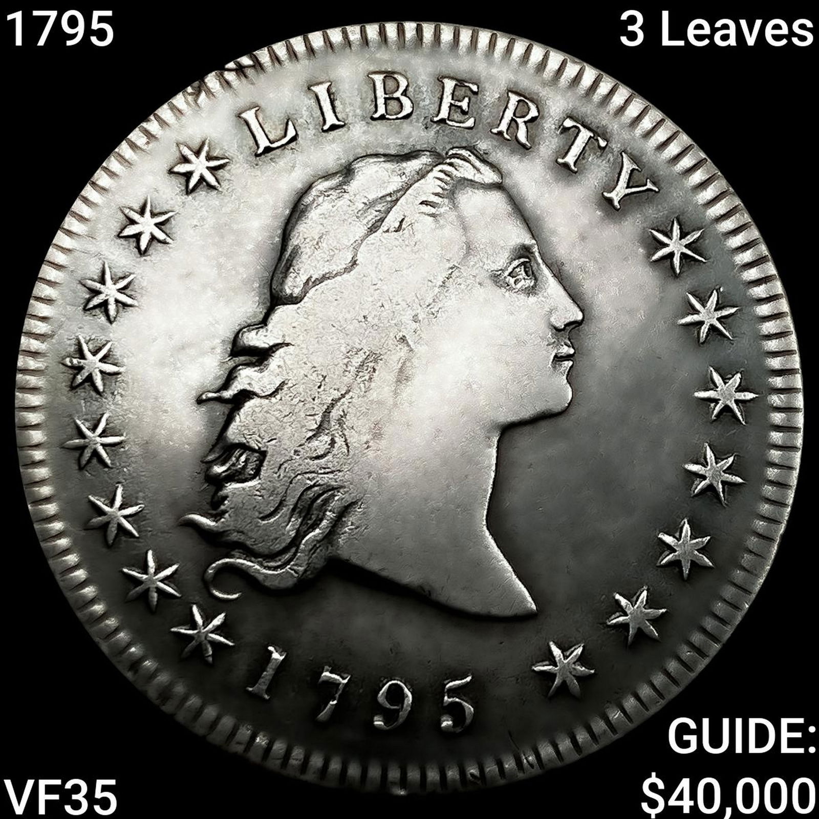 1795 3 Leaves Flowing Hair Dollar ABOUT UNCIRCULATED: 1795 3 Leaves Flowing Hair Dollar ABOUT UNCIRCULATED