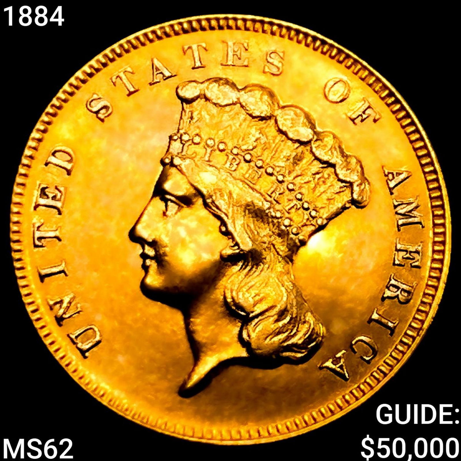 1884 $3 Gold Piece UNCIRCULATED: 1884 $3 Gold Piece UNCIRCULATED