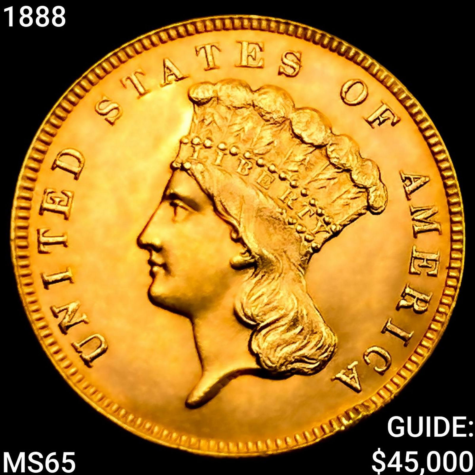1888 $3 Gold Piece GEM BU (1 of 2)
