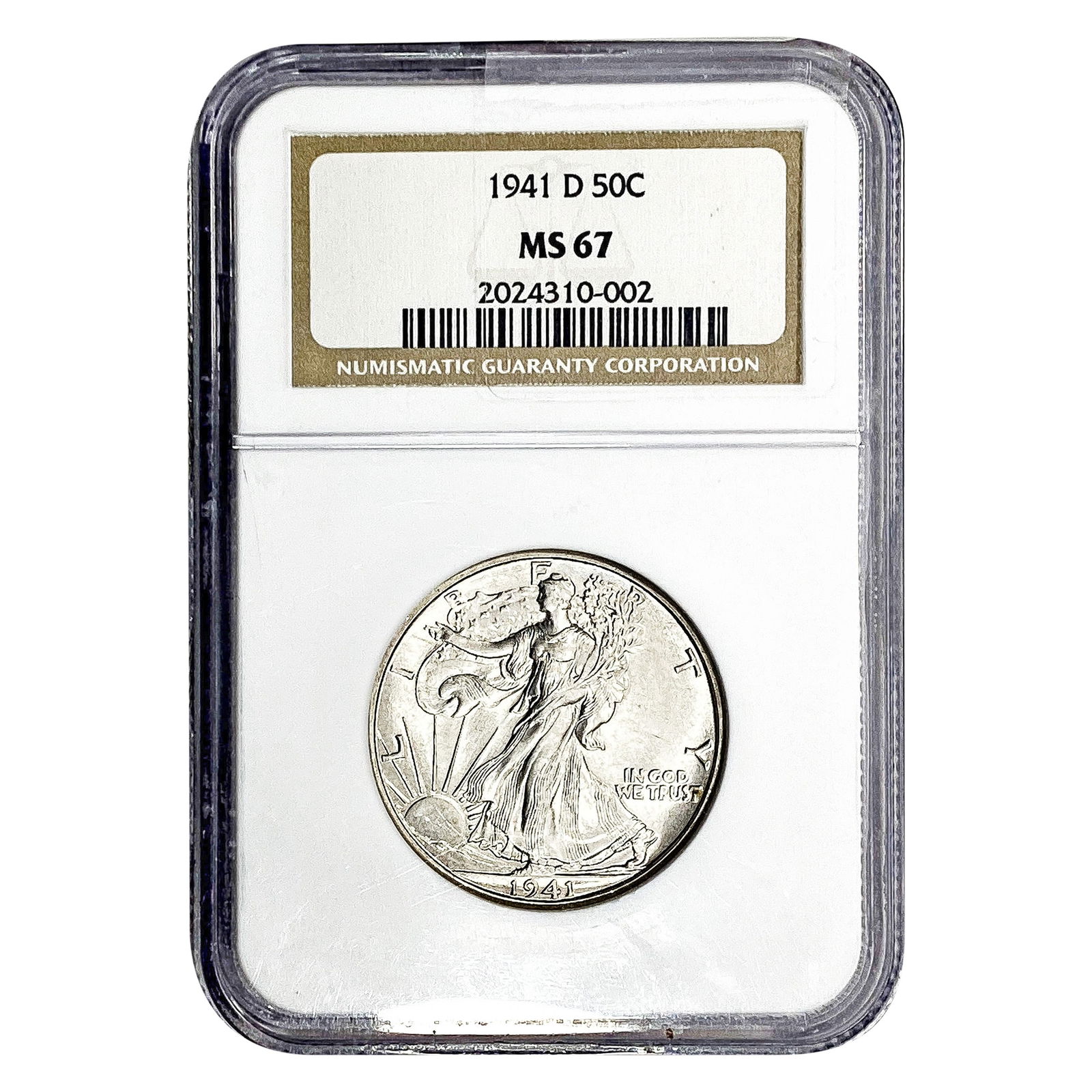 1941-D Walking Liberty Half Dollar NGC MS67: 1941-D Walking Liberty Half Dollar NGC MS67