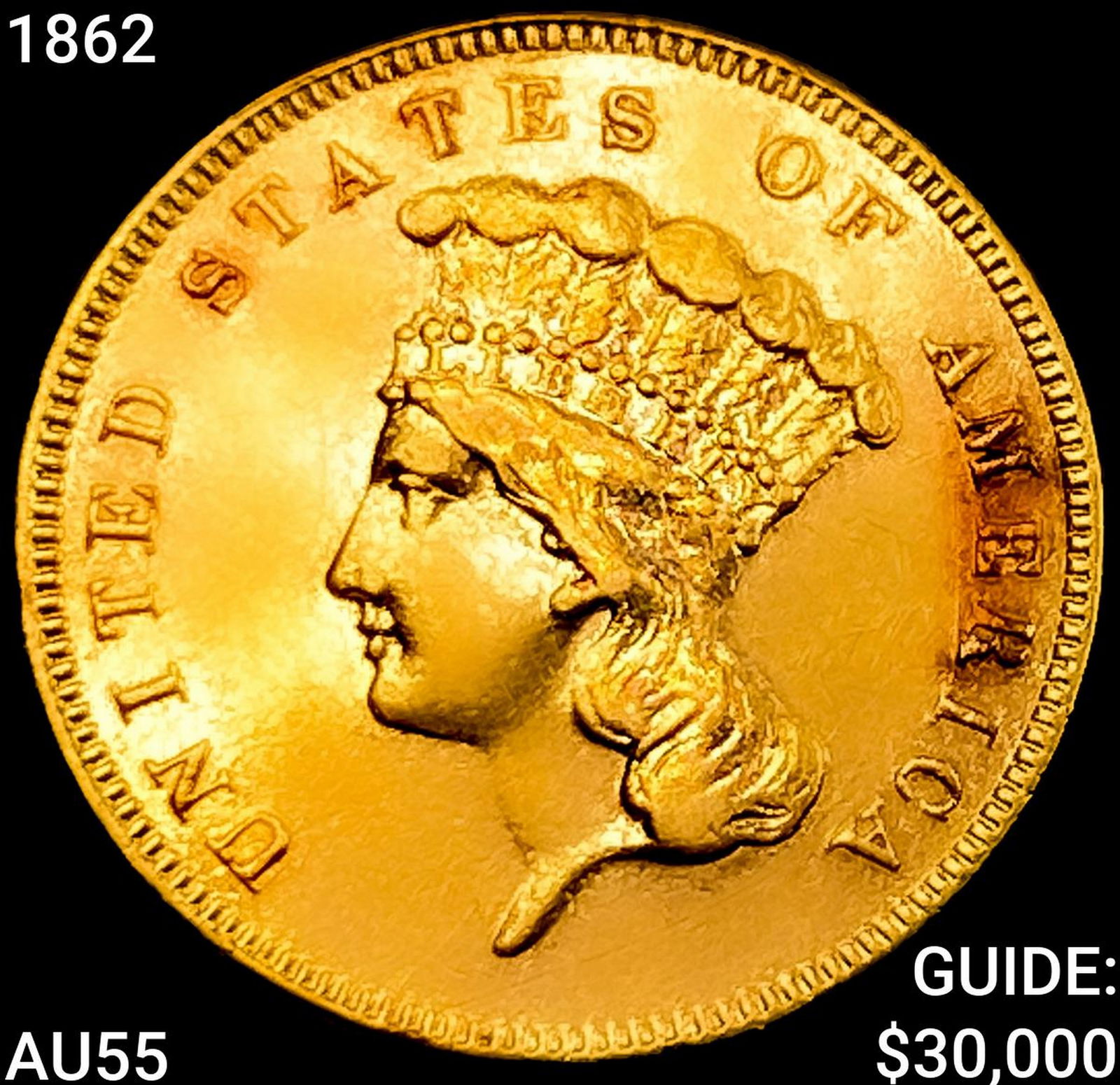 1862 $3 Gold Piece (1 of 2)