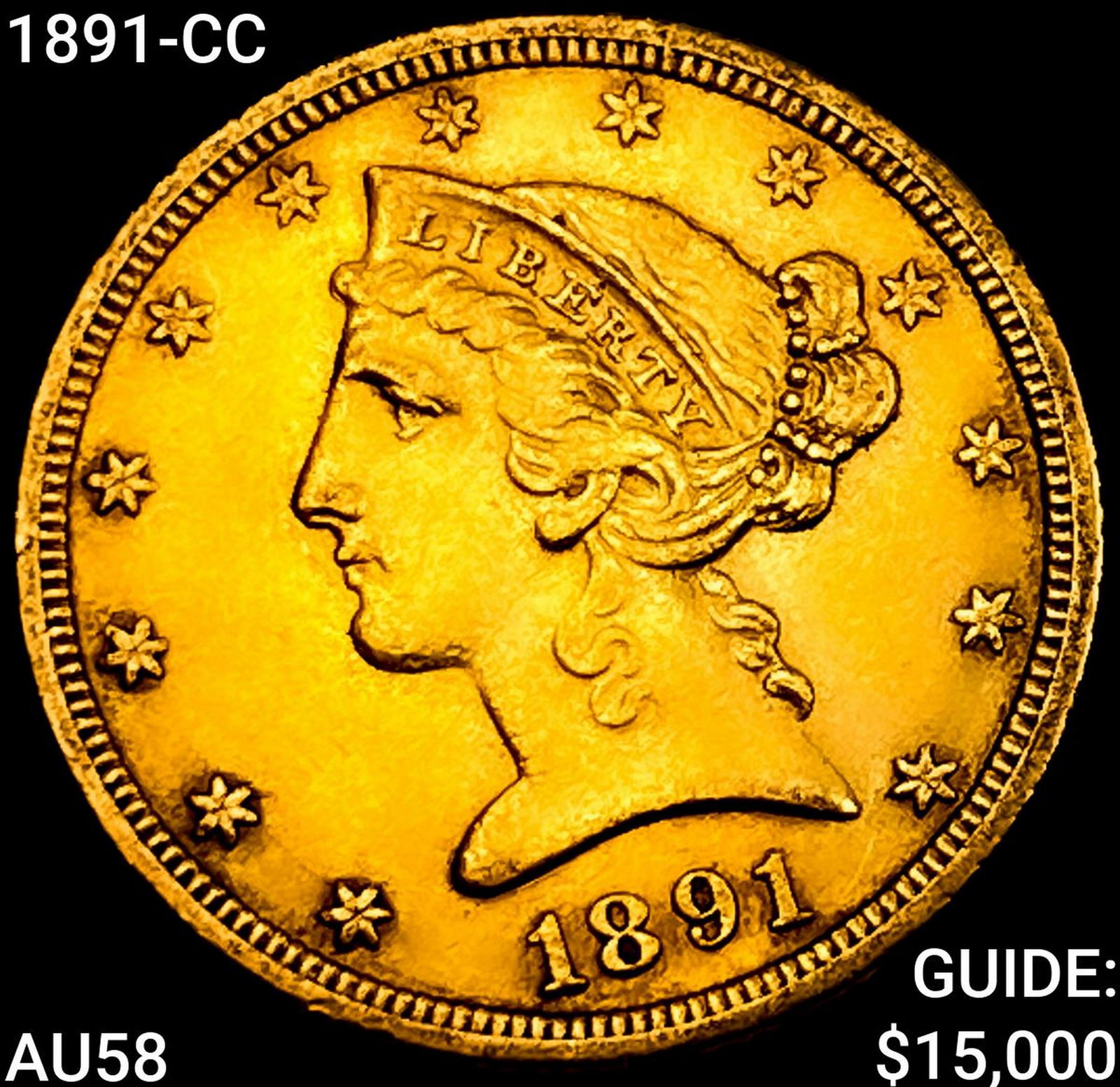 1891-CC $5 Gold Half Eagle: 1891-CC $5 Gold Half Eagle