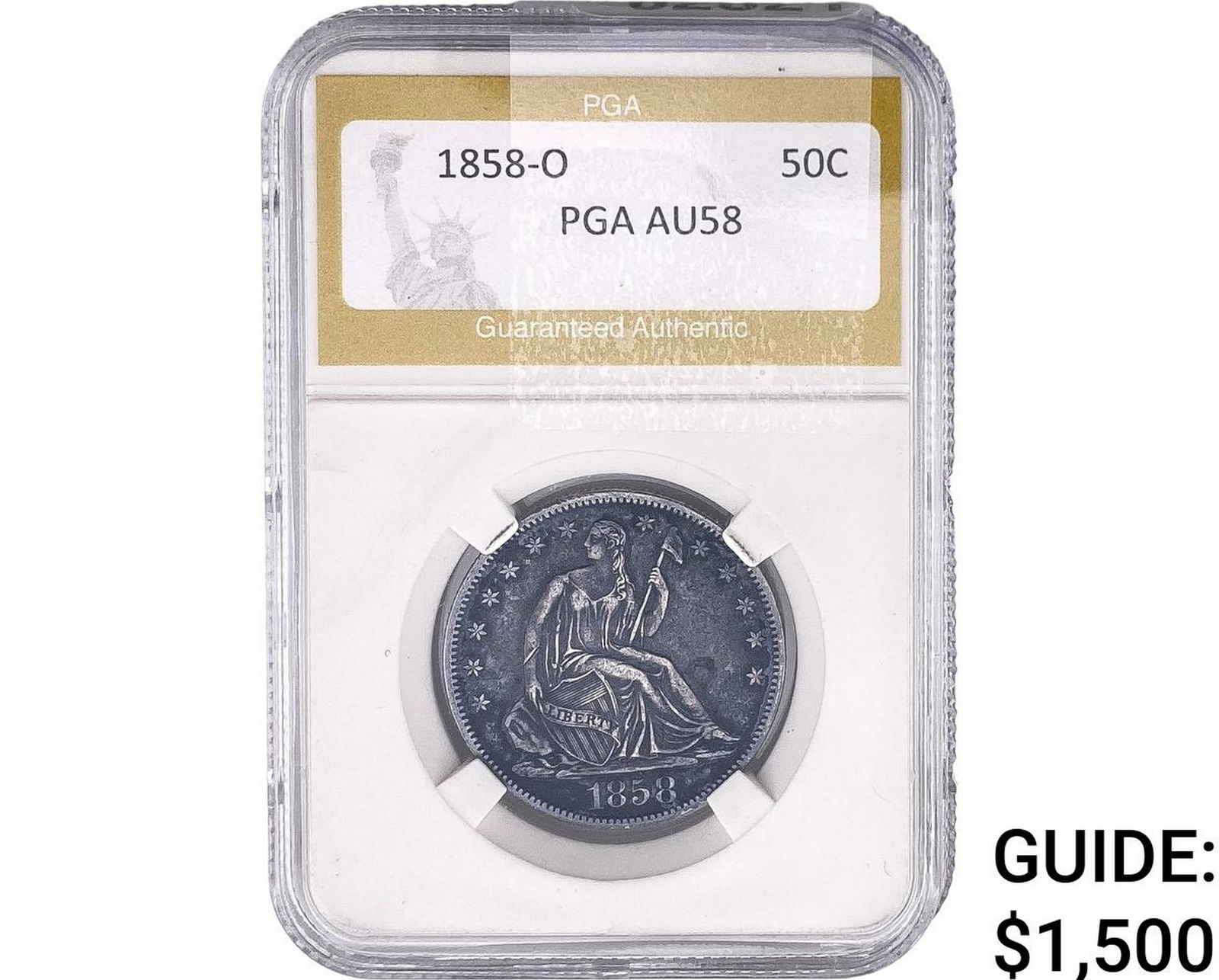 1858-O Seated Liberty Half Dollar PGA AU58 (1 of 2)