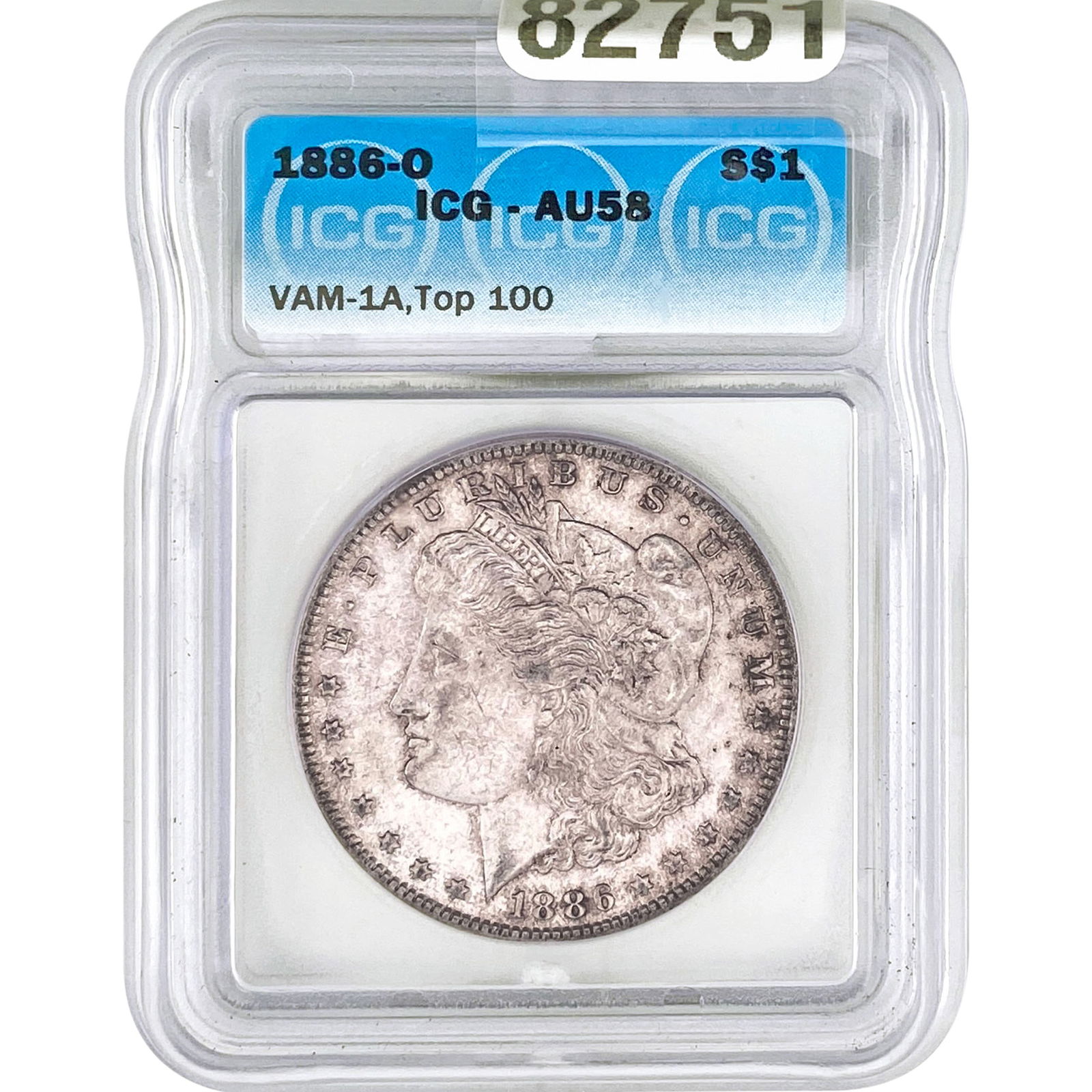 1886O Morgan Silver Dollar ICG AU58 VAM-1A Top 100: 1886O Morgan Silver Dollar ICG AU58 VAM-1A Top 100