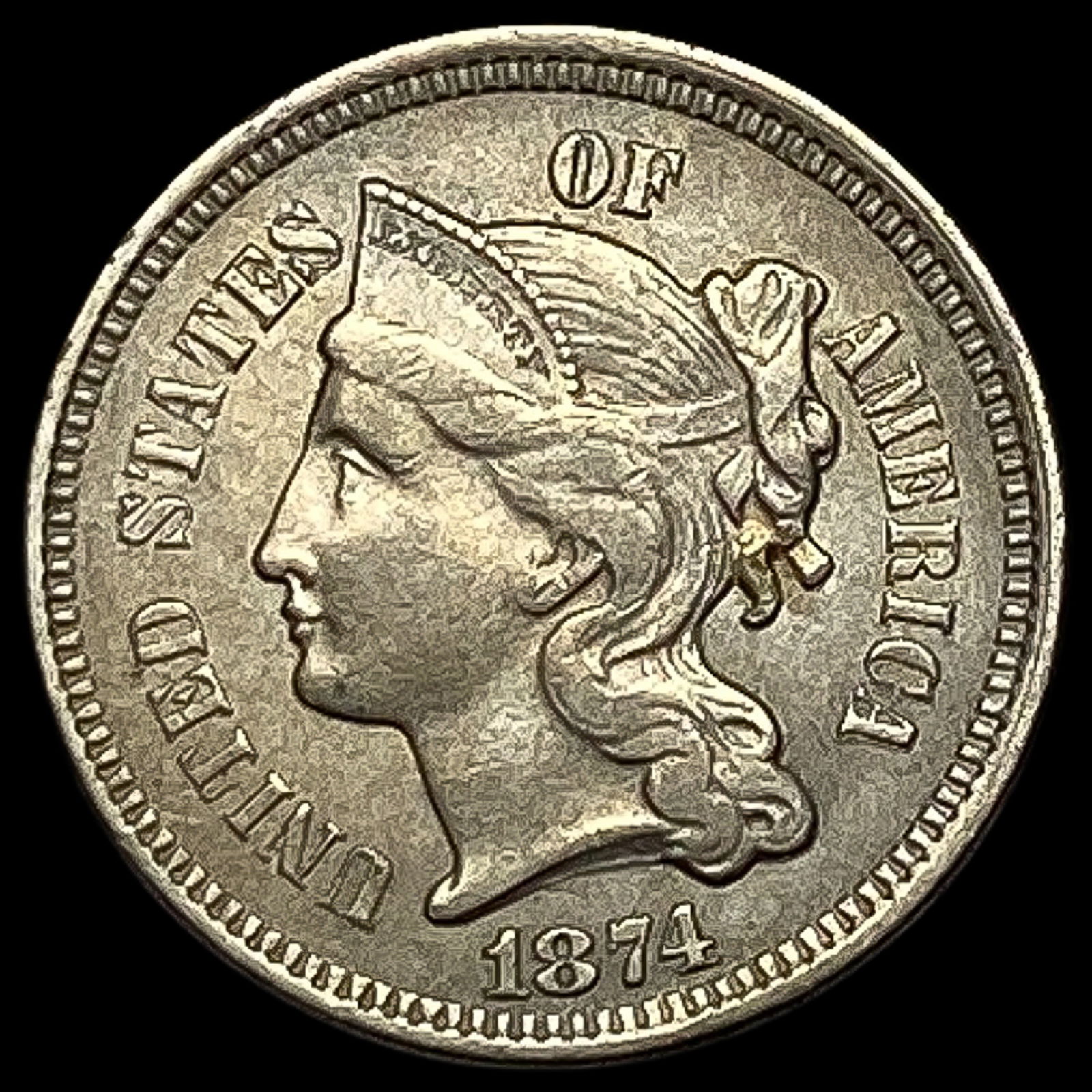 1874 Nickel Three-Cent Piece CHOICE AU (1 of 2)