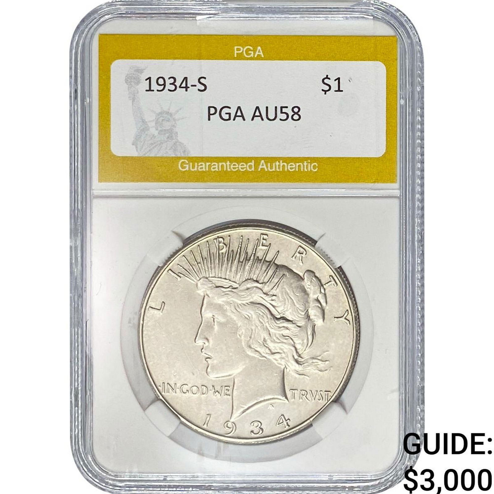 1934-S Silver Peace Dollar PGA AU58 (1 of 2)