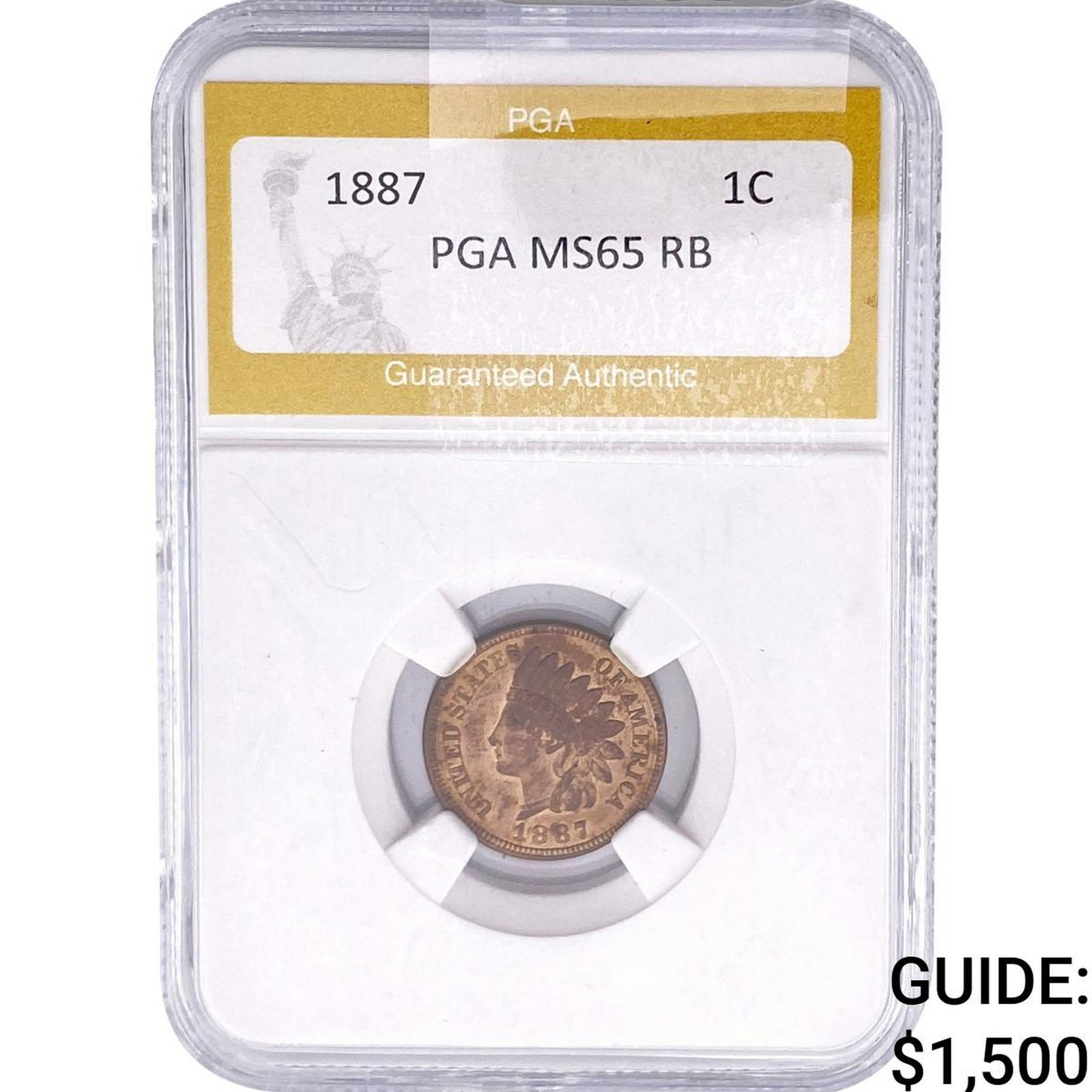 1887 Indian Head Cent PGA MS65 RB (1 of 2)