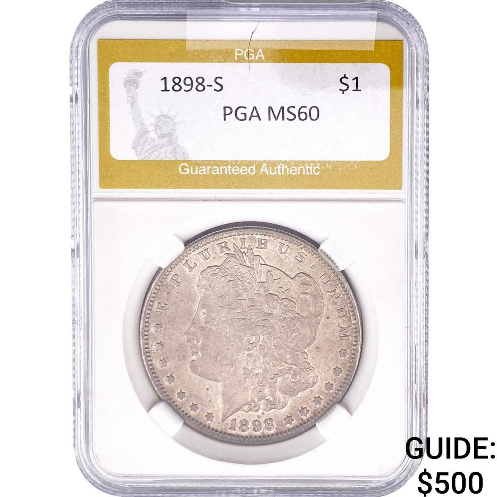 1898-S Morgan Silver Dollar PGA MS60: 1898-S Morgan Silver Dollar PGA MS60