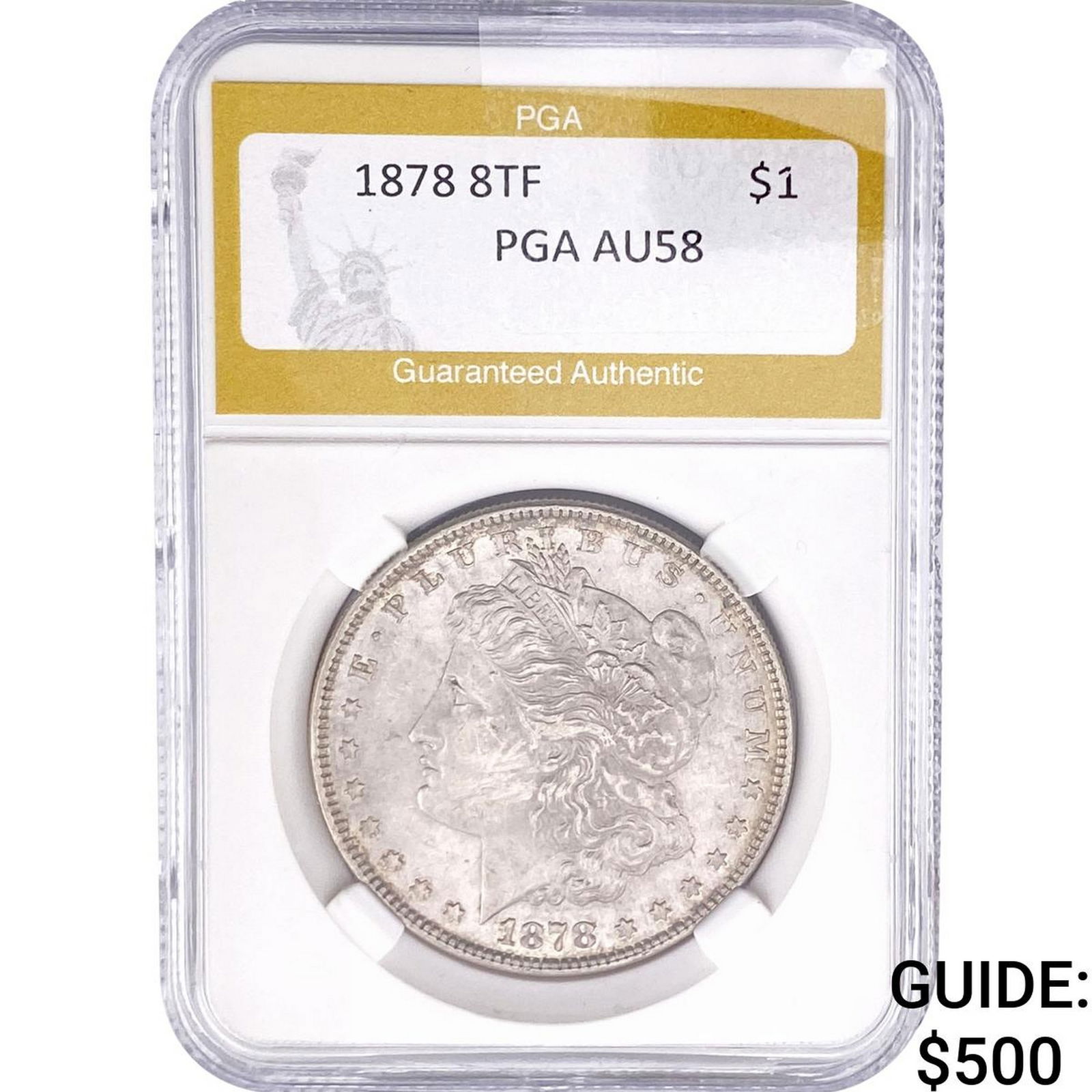 1878 8TF Morgan Silver Dollar PGA AU58 (1 of 2)