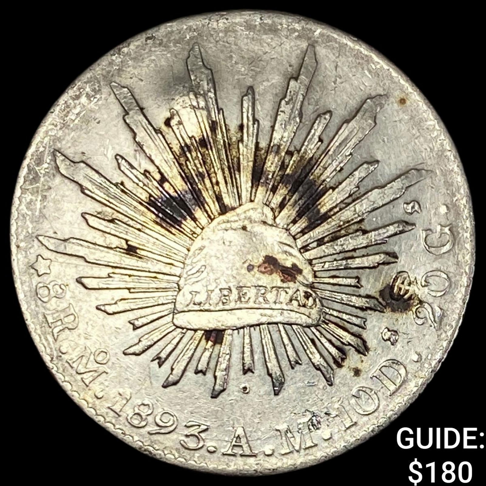 1893 Mexico Silver 1 Peso Chopmarks NEARLY UNCIRCULATED (1 of 2)