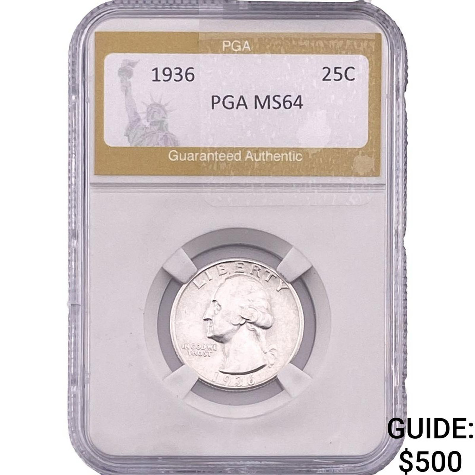 1936 Washington Silver Quarter PGA MS64: 1936 Washington Silver Quarter PGA MS64