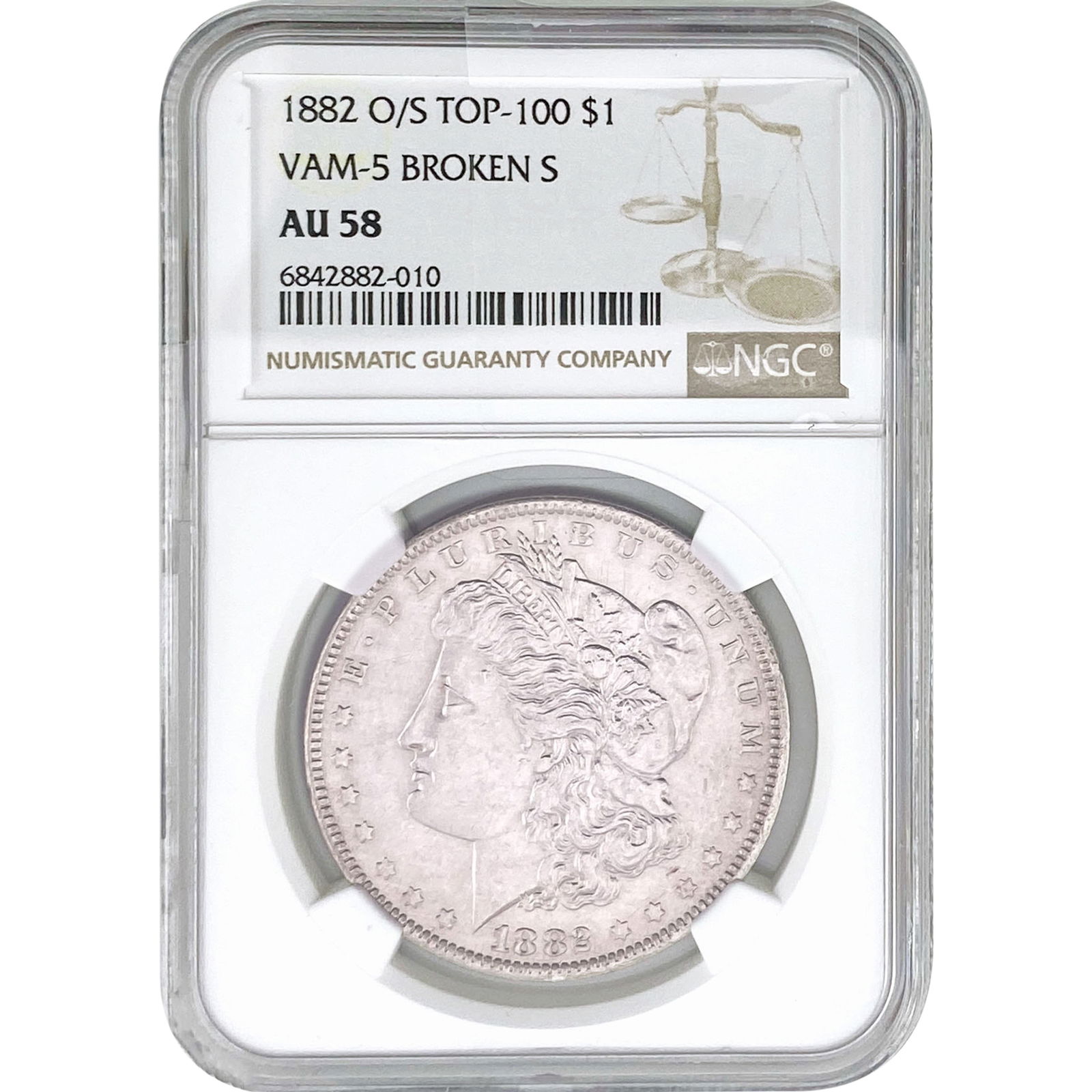 1882-O/S Morgan Silver Dollar NGC AU58 VAM-5 (1 of 2)