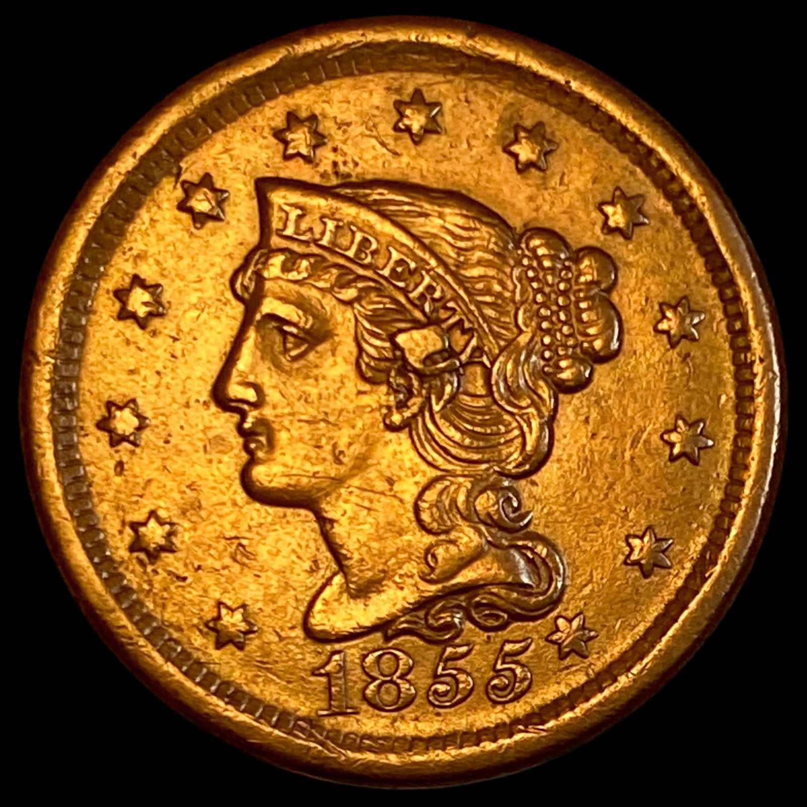 1855 Braided Hair Large Cent CHOICE AU (1 of 2)