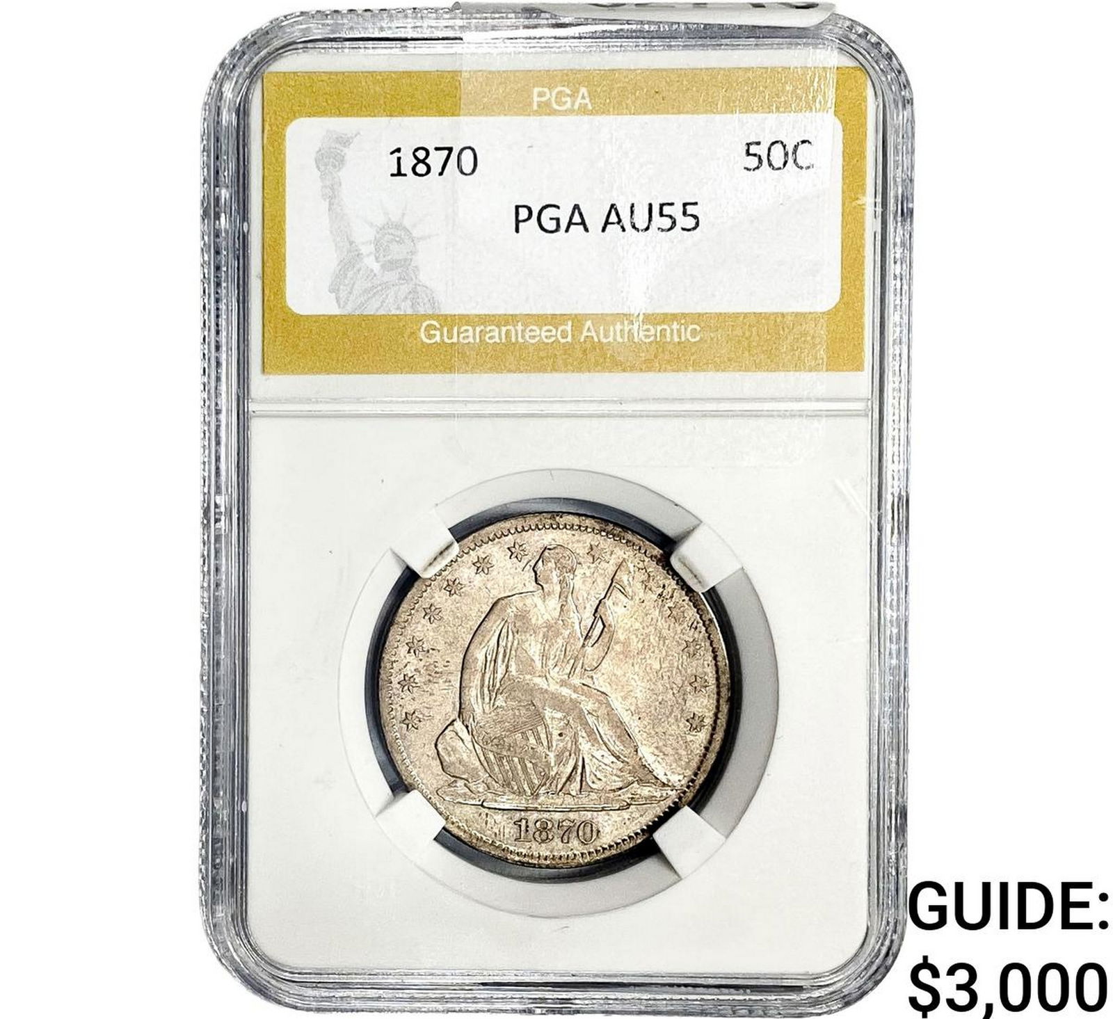 1870 Seated Liberty Half Dollar PGA AU55 (1 of 2)