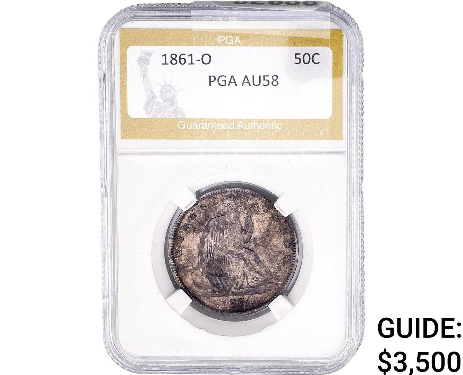 1861-O Seated Liberty Half Dollar PGA AU58 (1 of 2)