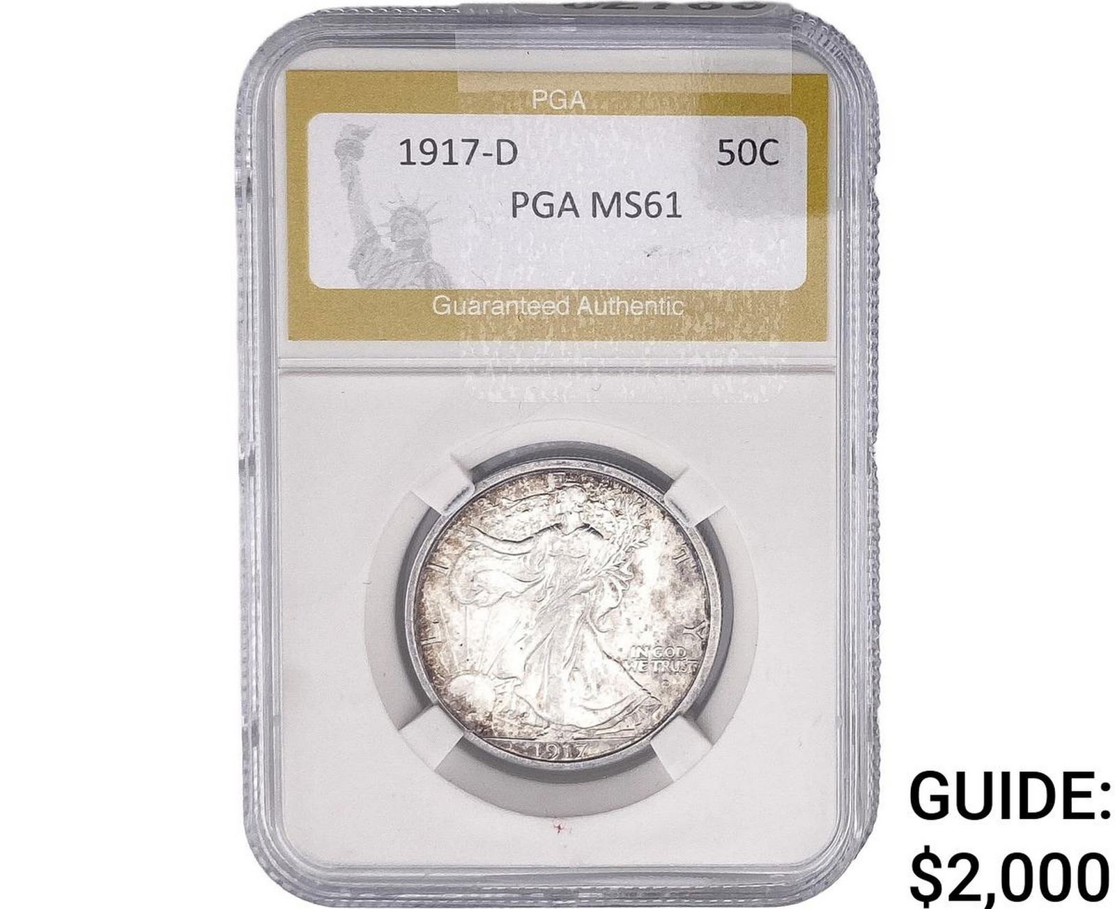 1917-D Walking Liberty Half Dollar PGA MS61: 1917-D Walking Liberty Half Dollar PGA MS61