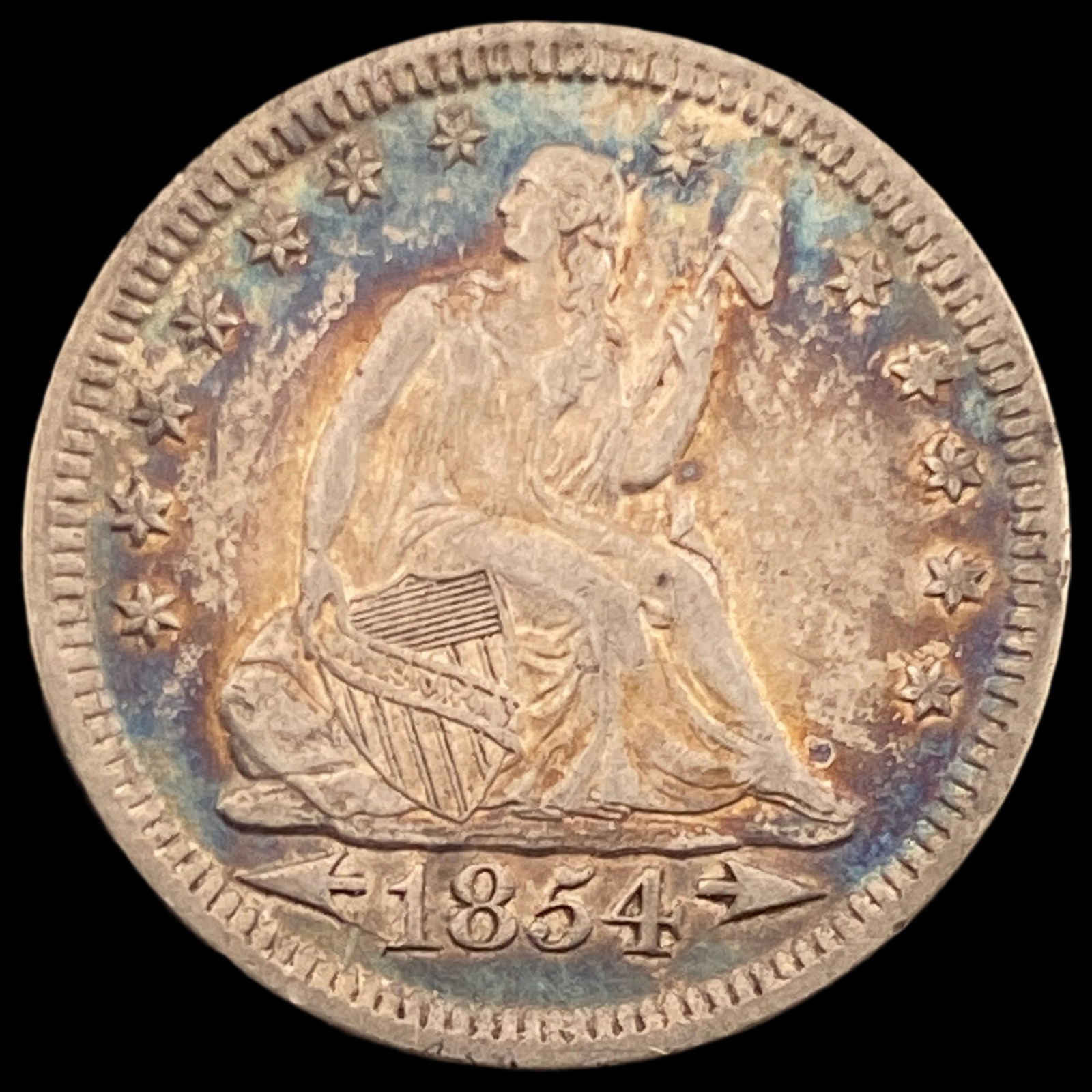 1854 Arrows Seated Liberty Quarter CLOSELY UNCIRCULATED: 1854 Arrows Seated Liberty Quarter CLOSELY UNCIRCULATED