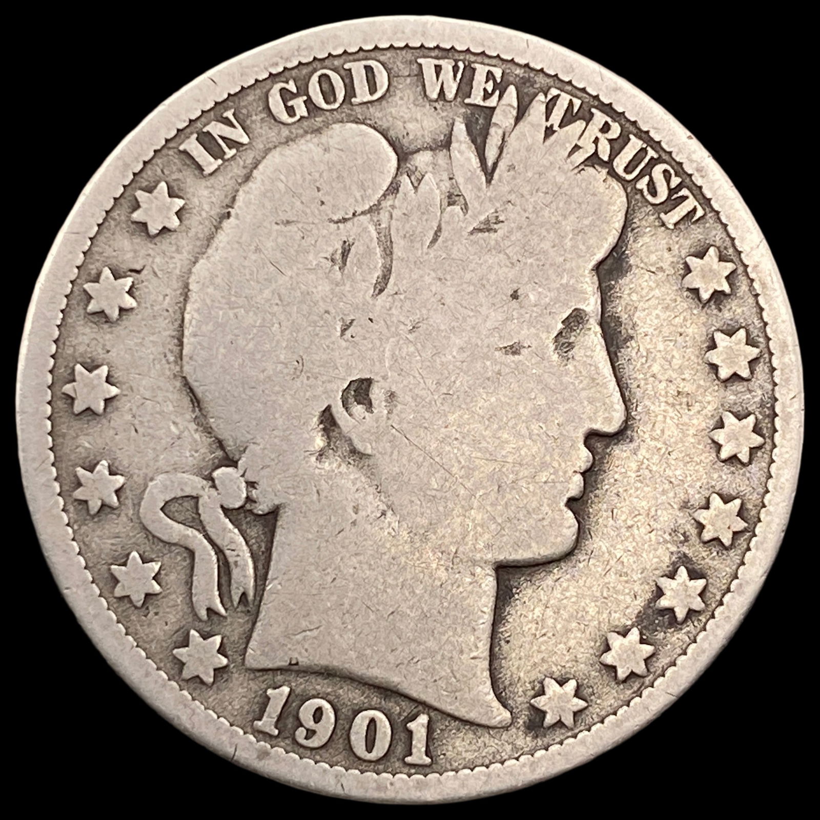 1901-S Silver Barber Half Dollar NICELY CIRCULATED (1 of 2)