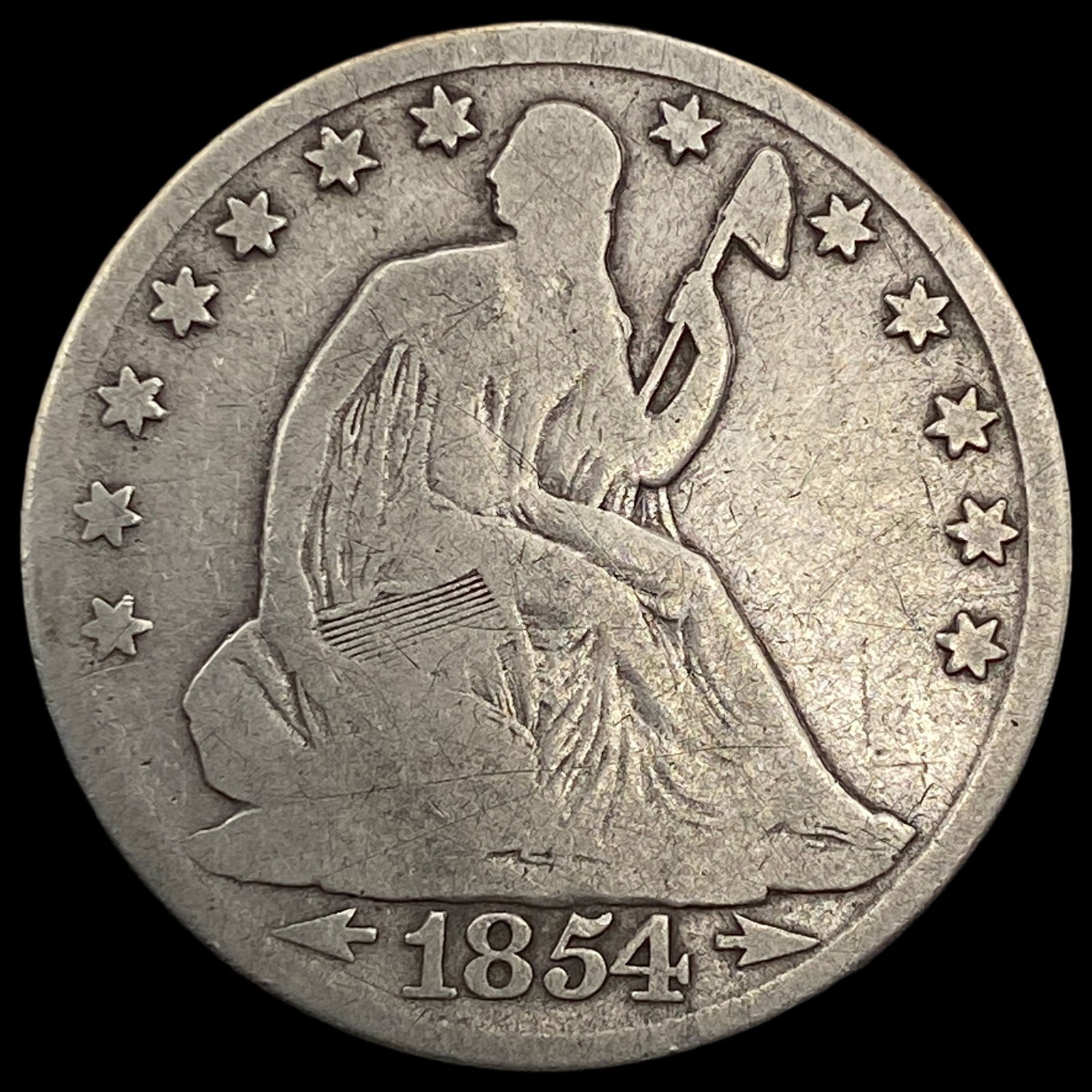 1854-O Arrows Seated Liberty Half Dollar NICELY CIRCULATED (1 of 2)
