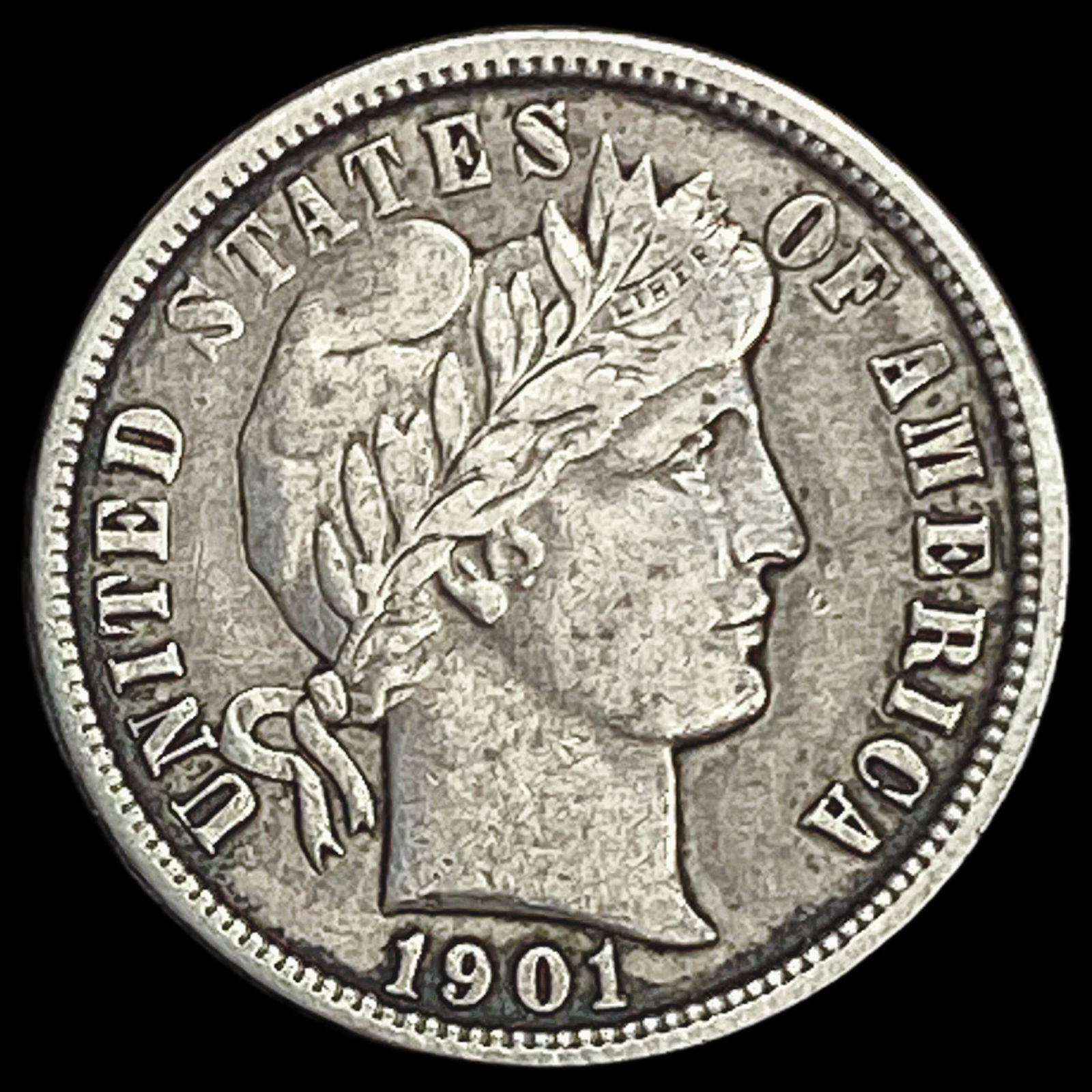 1901-O Silver Barber Dime NEARLY UNCIRCULATED (1 of 2)