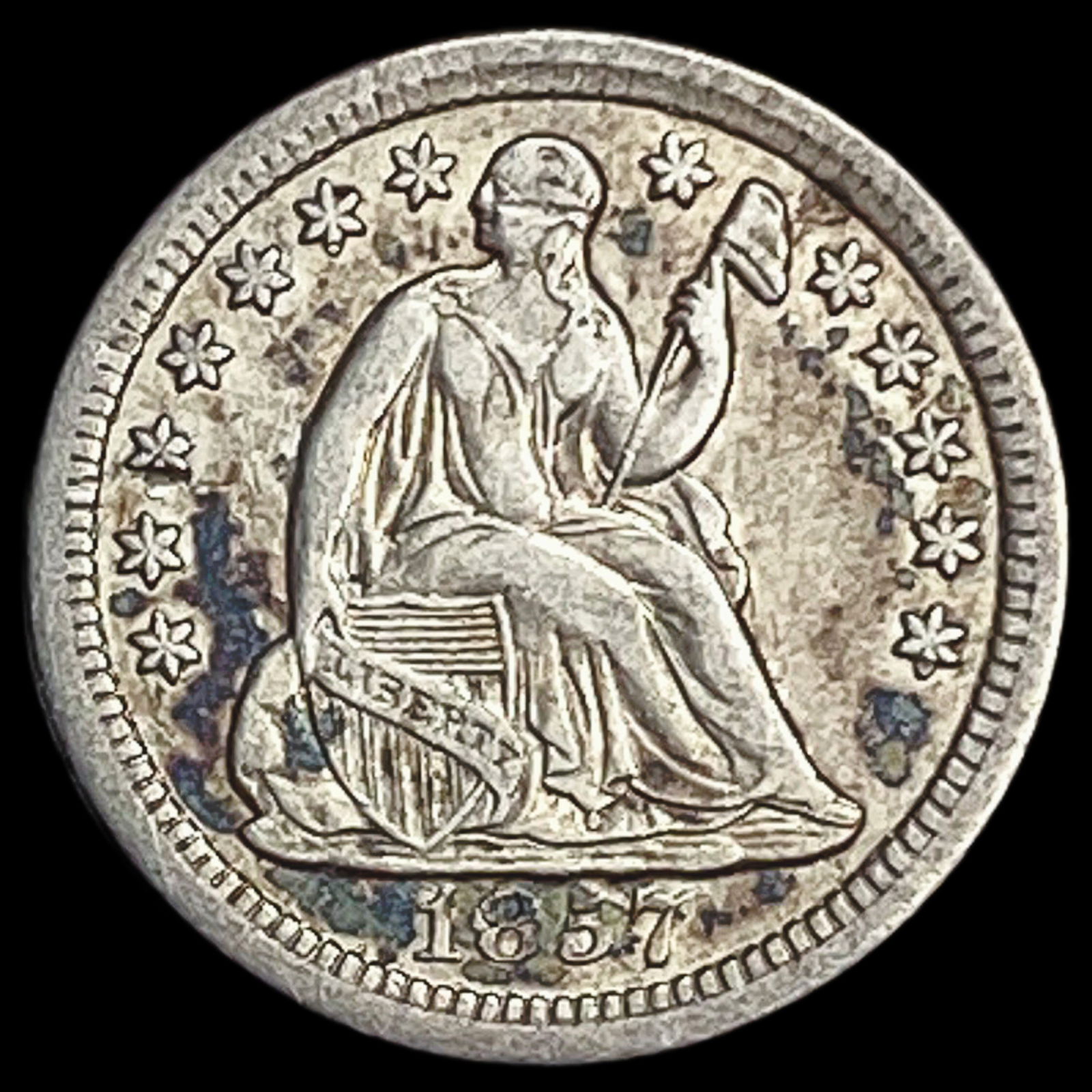 1857-O Seated Liberty Half Dime CLOSELY UNCIRCULATED (1 of 2)