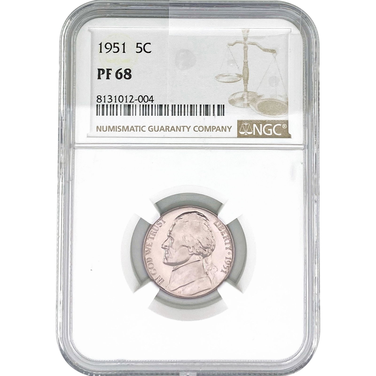 1951 Jefferson Nickel NGC PF68: 1951 Jefferson Nickel NGC PF68