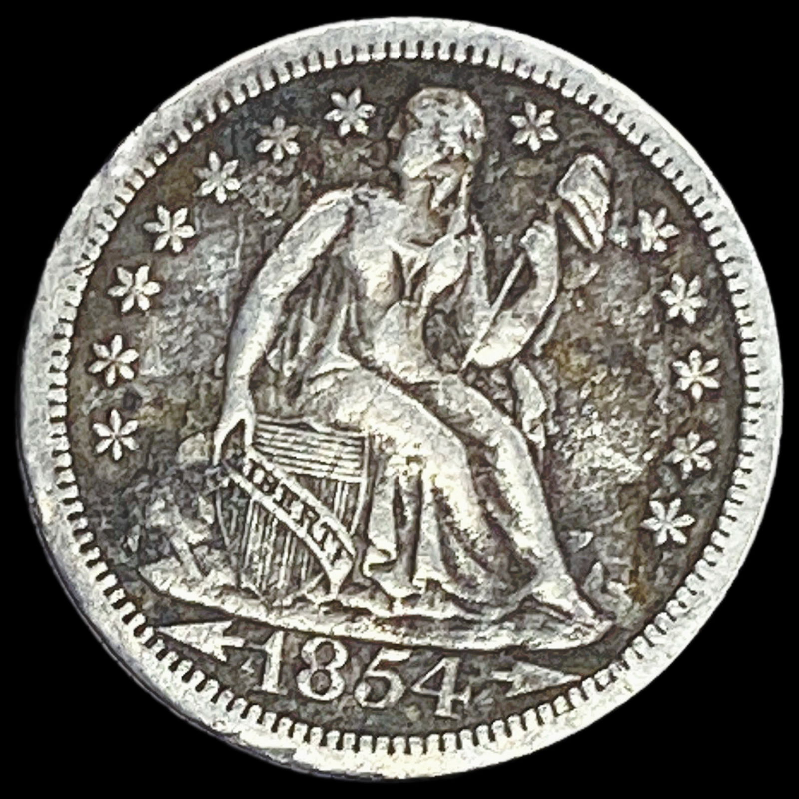 1854-O Arrows Seated Liberty Dime NEARLY UNCIRCULATED (1 of 2)