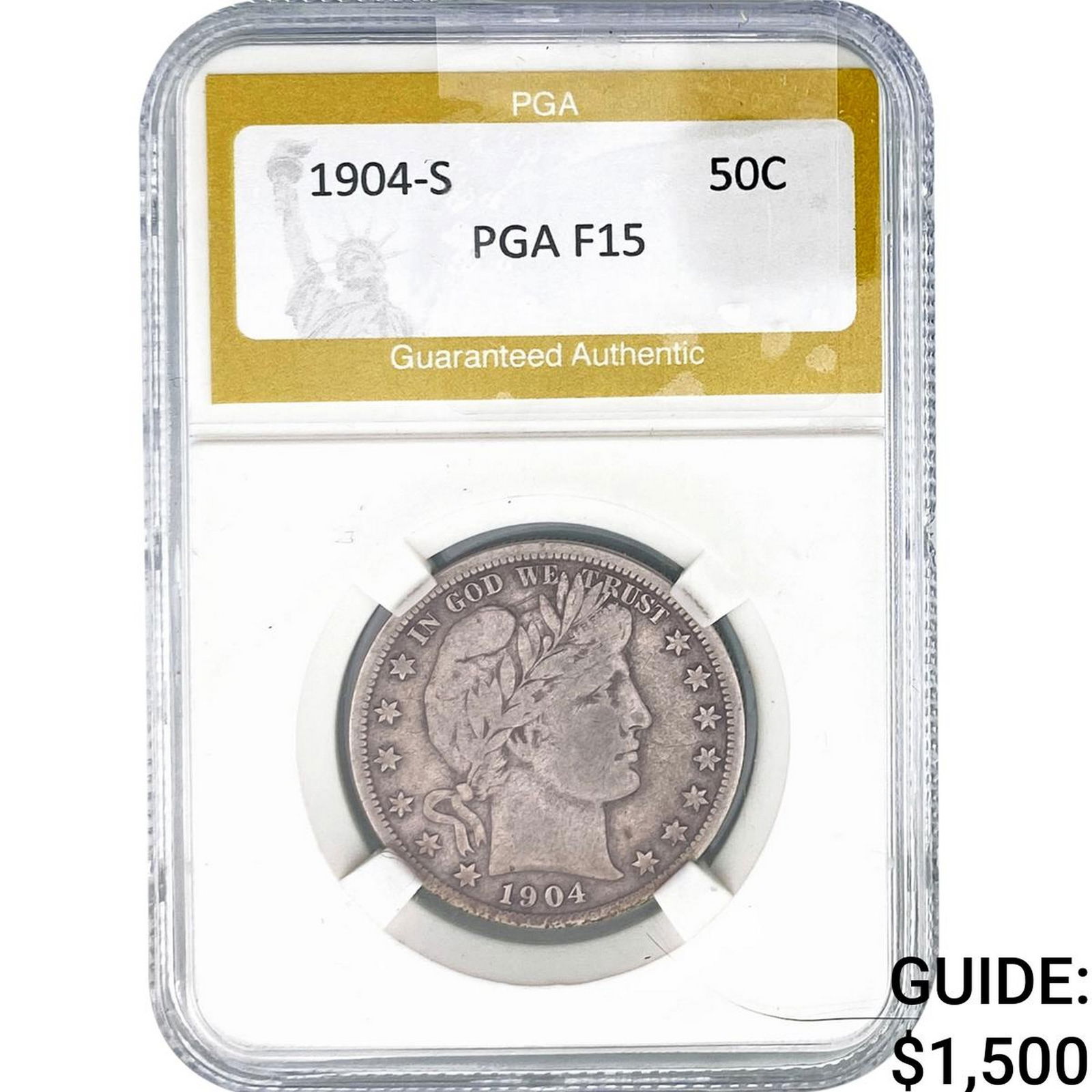 1904-S Barber Half Dollar PGA F15: 1904-S Barber Half Dollar PGA F15