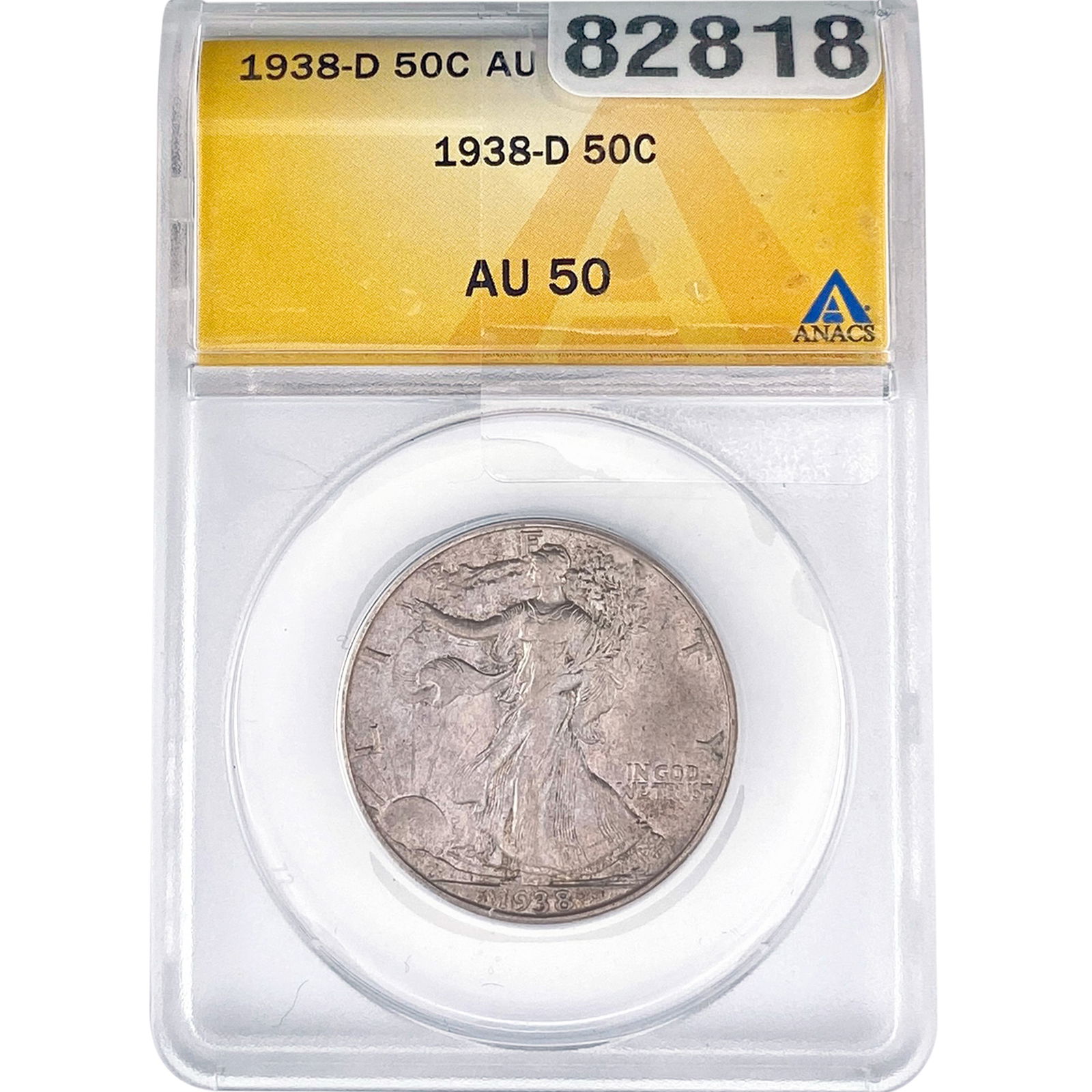 1938-D Walking Liberty Half Dollar ANACS AU50 (1 of 2)