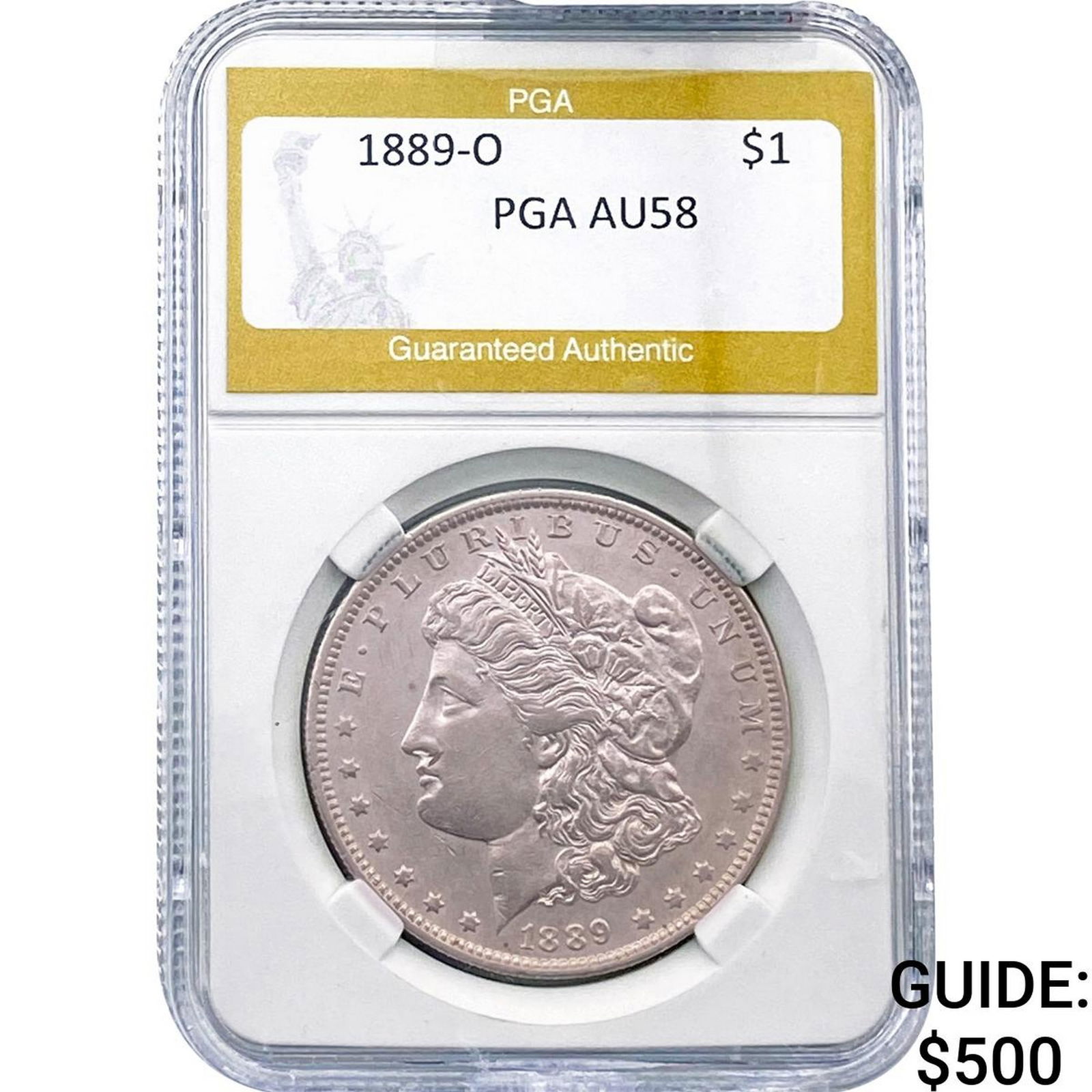 1889-O Morgan Silver Dollar PGA AU58 (1 of 2)