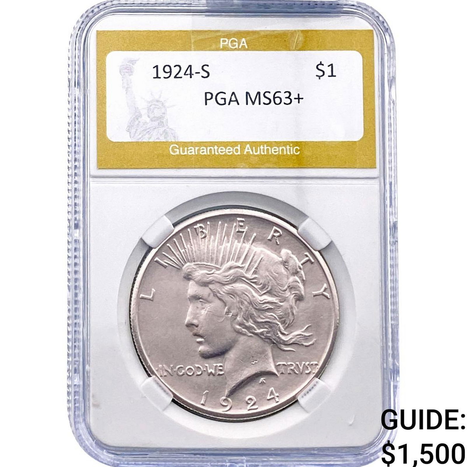 1924-S Silver Peace Dollar PGA MS63+ (1 of 2)