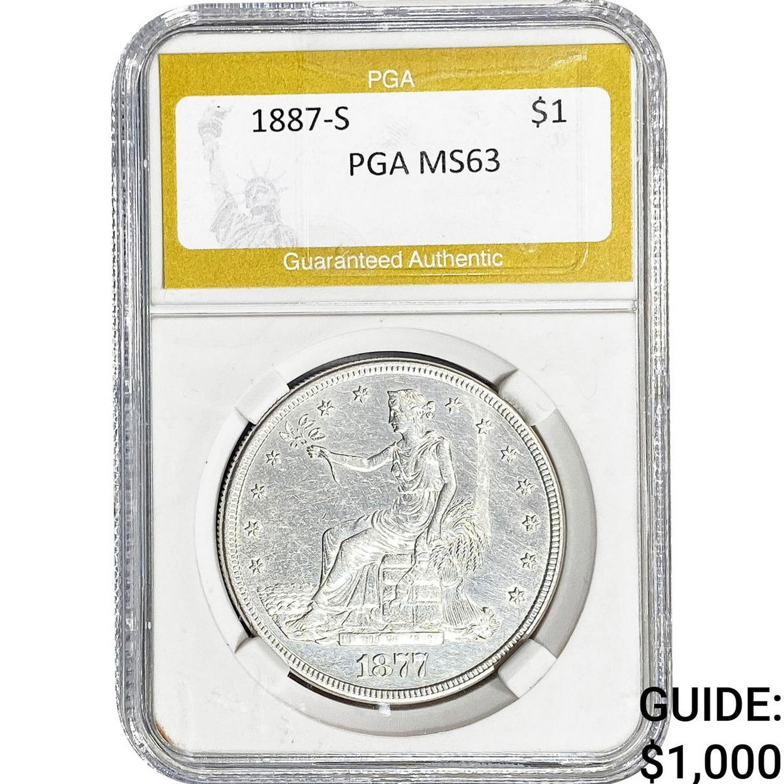 1887-S Silver Trade Dollar PGA MS63: 1887-S Silver Trade Dollar PGA MS63