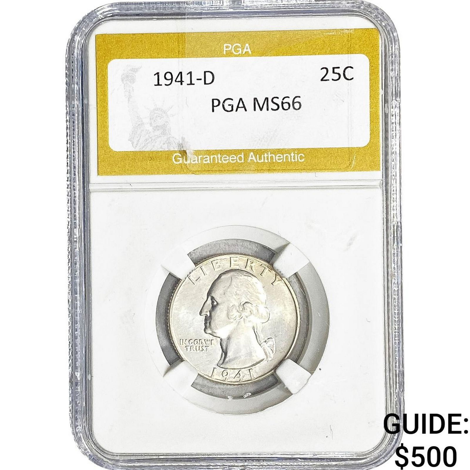 1941-D Washington Silver Quarter PGA MS66: 1941-D Washington Silver Quarter PGA MS66