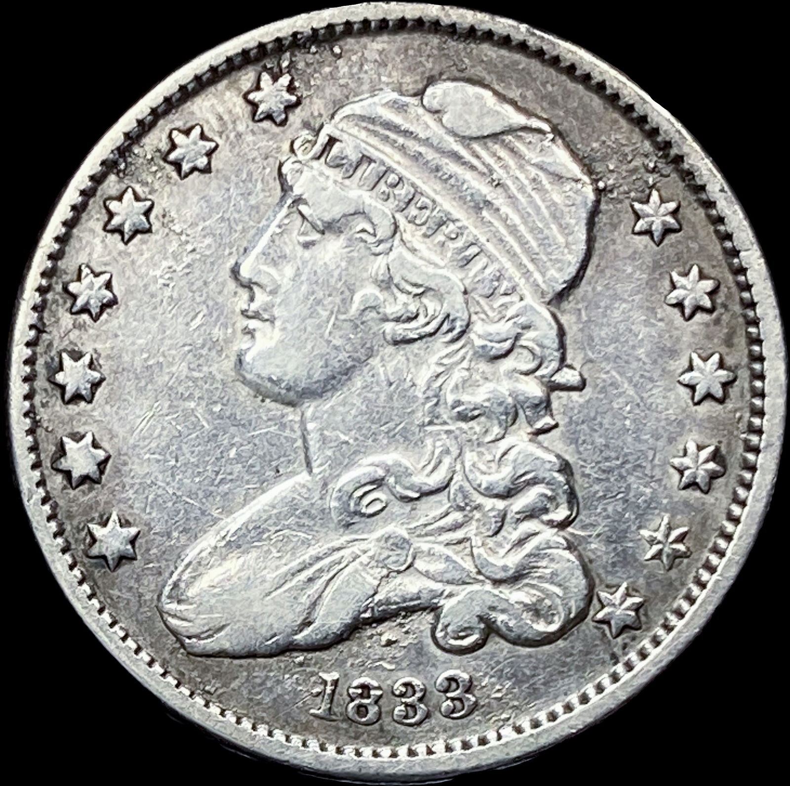 1833 Capped Bust Silver Quarter NEARLY UNCIRCULATED (1 of 2)