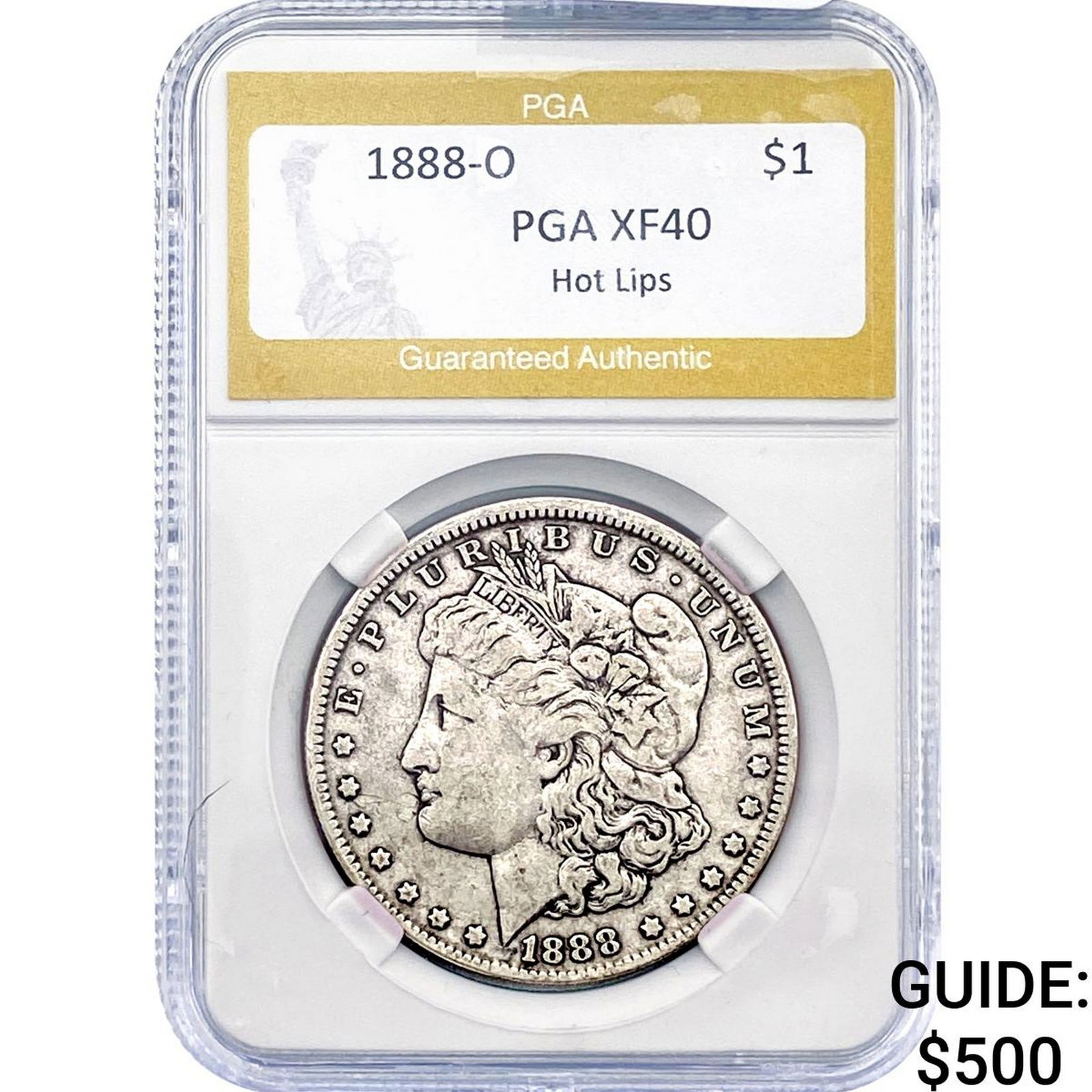 1888-O Morgan Silver Dollar PGA XF40 Hot Lips: 1888-O Morgan Silver Dollar PGA XF40 Hot Lips