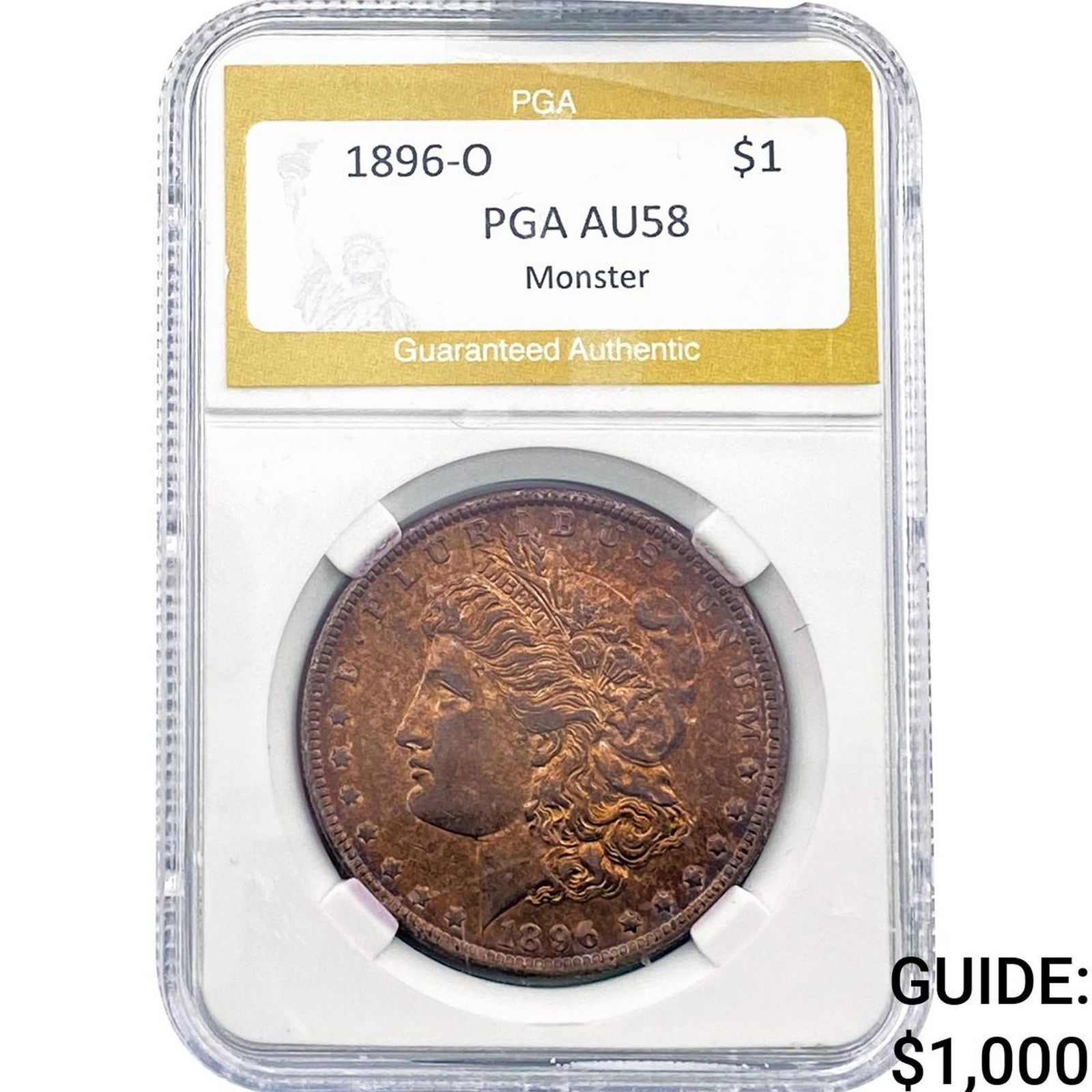 1896-O Morgan Silver Dollar PGA AU58 Monster: 1896-O Morgan Silver Dollar PGA AU58 Monster