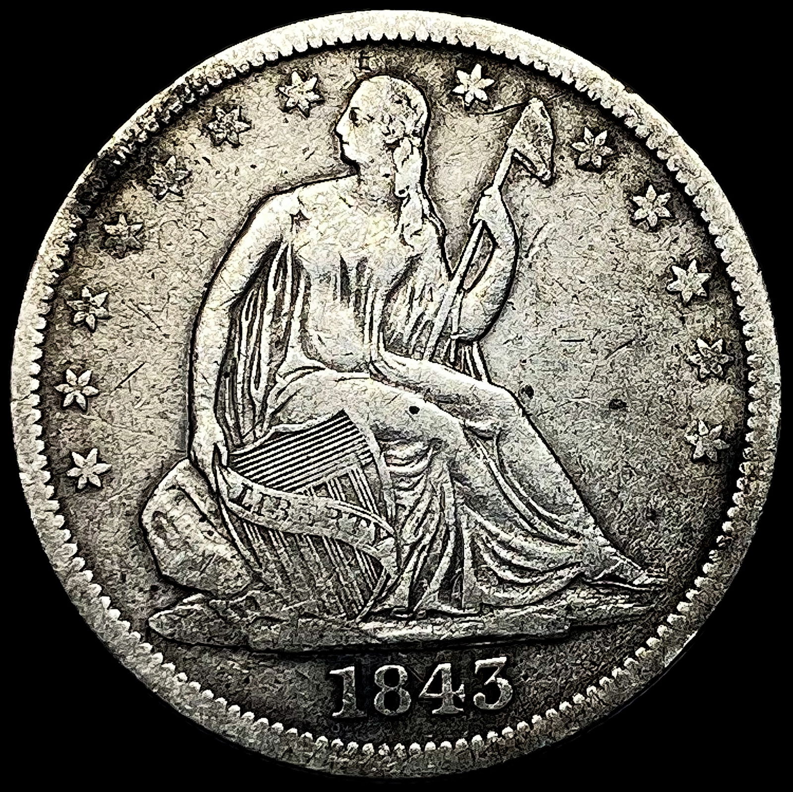 1843-O Seated Liberty Half Dollar LIGHTLY CIRCULATED (1 of 2)
