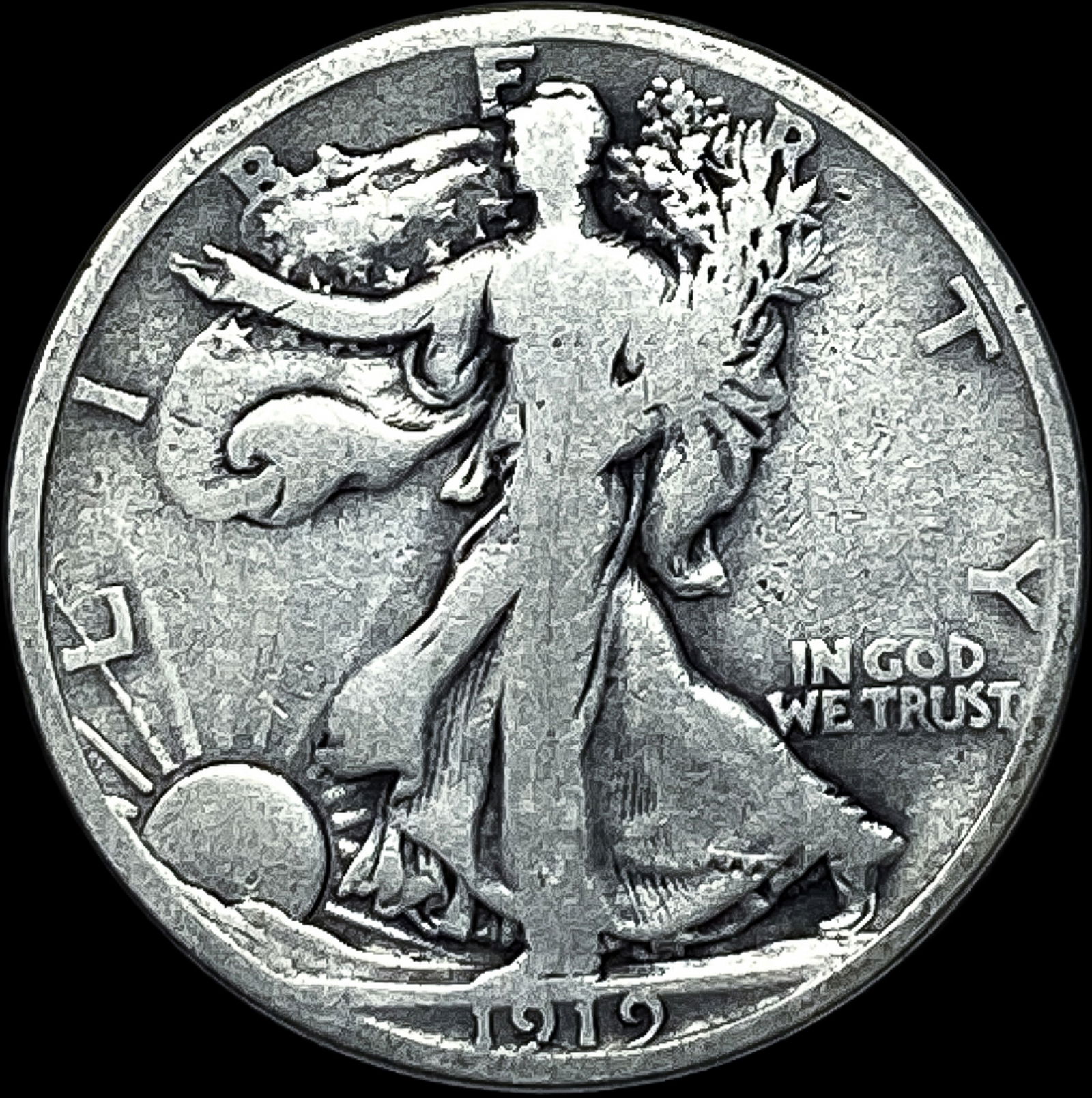 1919-D Walking Liberty Half Dollar LIGHTLY CIRCULATED (1 of 2)