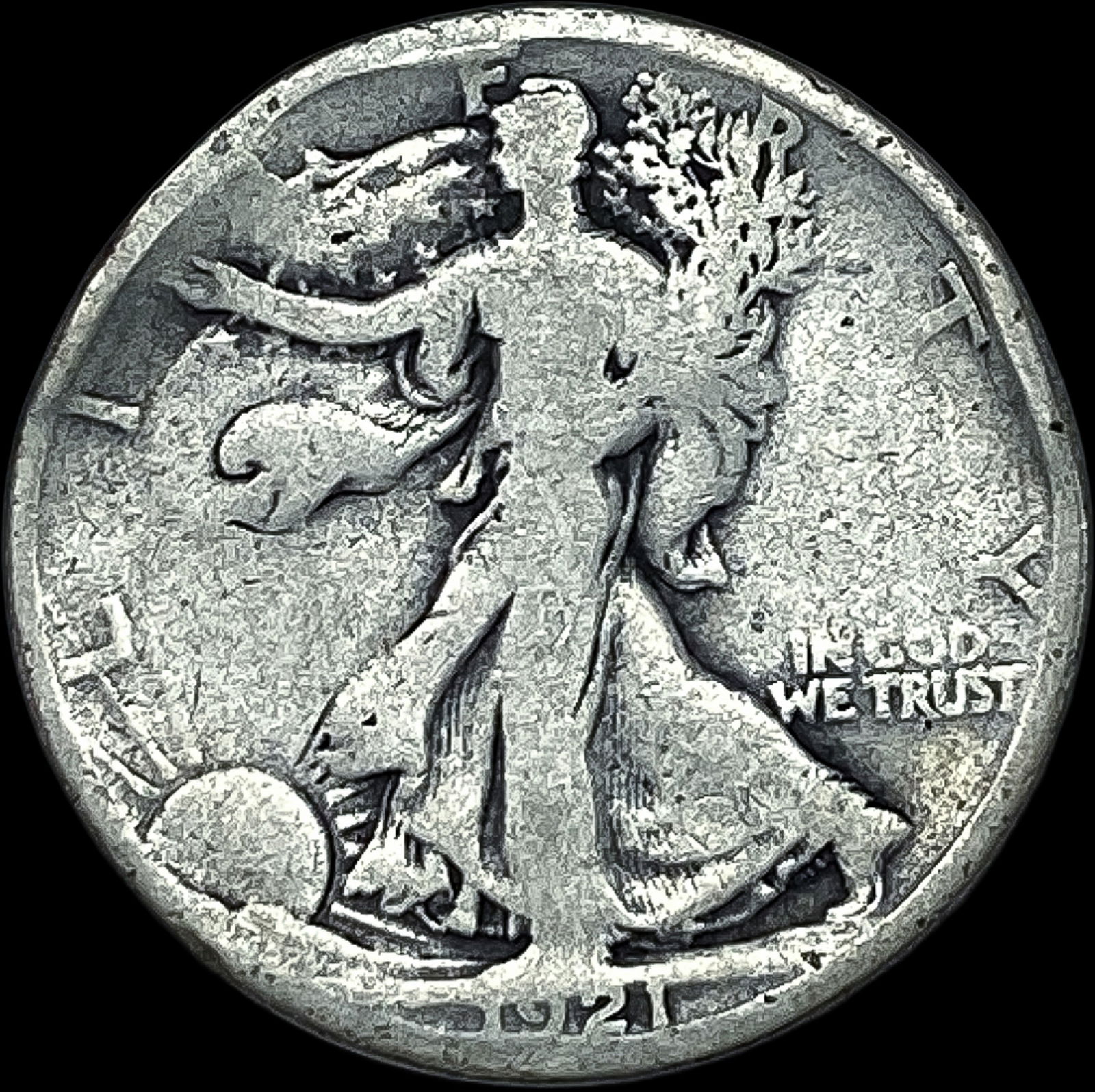 1921-D Silver Walking Liberty Half Dollar NICELY CIRCULATED (1 of 2)