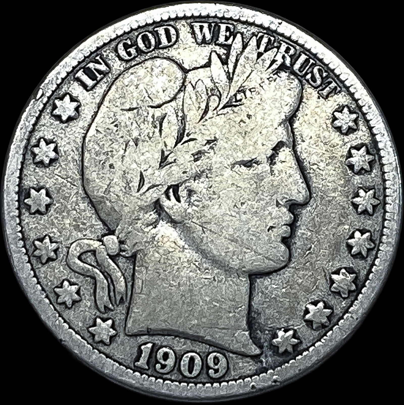 1909-O Silver Barber Half Dollar LIGHTLY CIRCULATED (1 of 2)