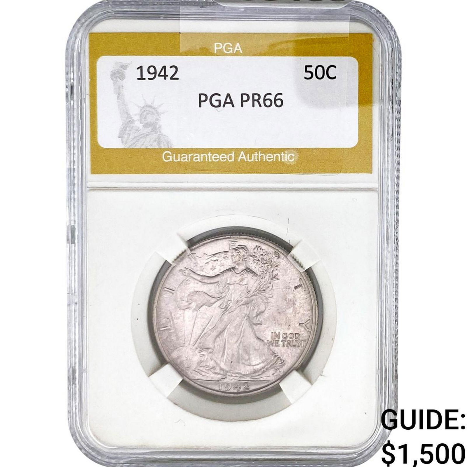 1942 Walking Liberty Half Dollar PGA PR66: 1942 Walking Liberty Half Dollar PGA PR66
