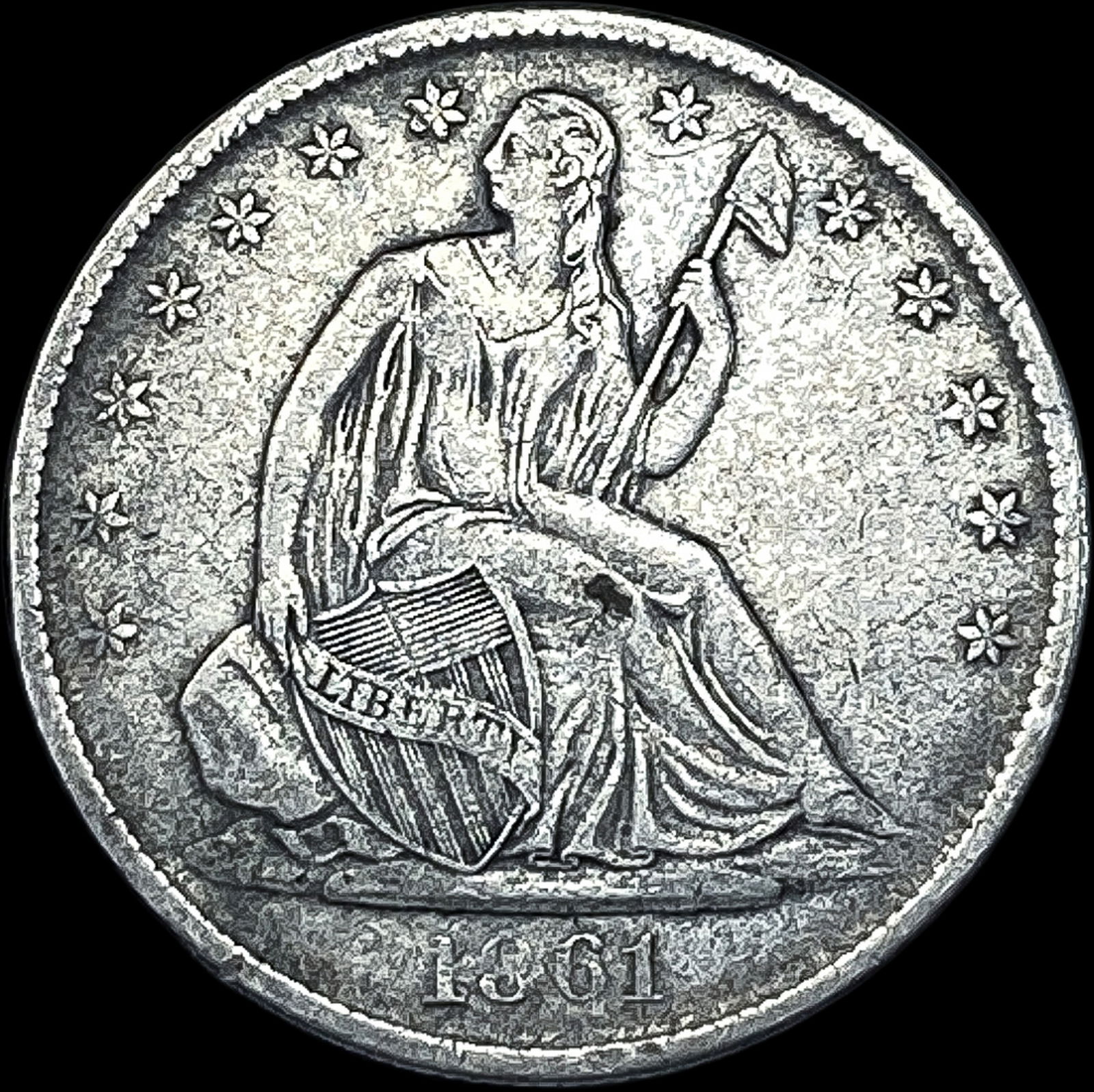 1861-O Seated Liberty Half Dollar NEARLY UNCIRCULATED: 1861-O Seated Liberty Half Dollar NEARLY UNCIRCULATED